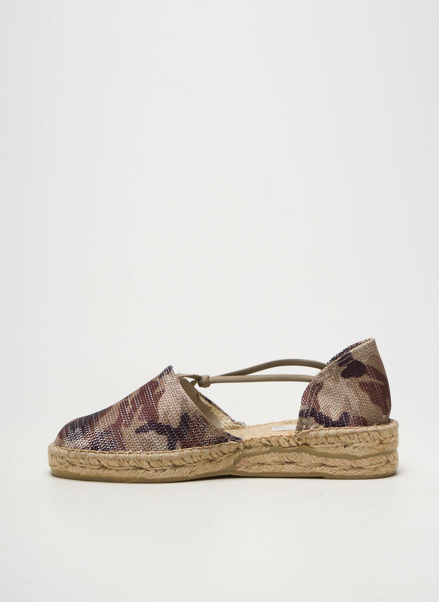 Espadrilės satino audinys plokščias kulnas iki 3 cm bežinis EMMA moteris
