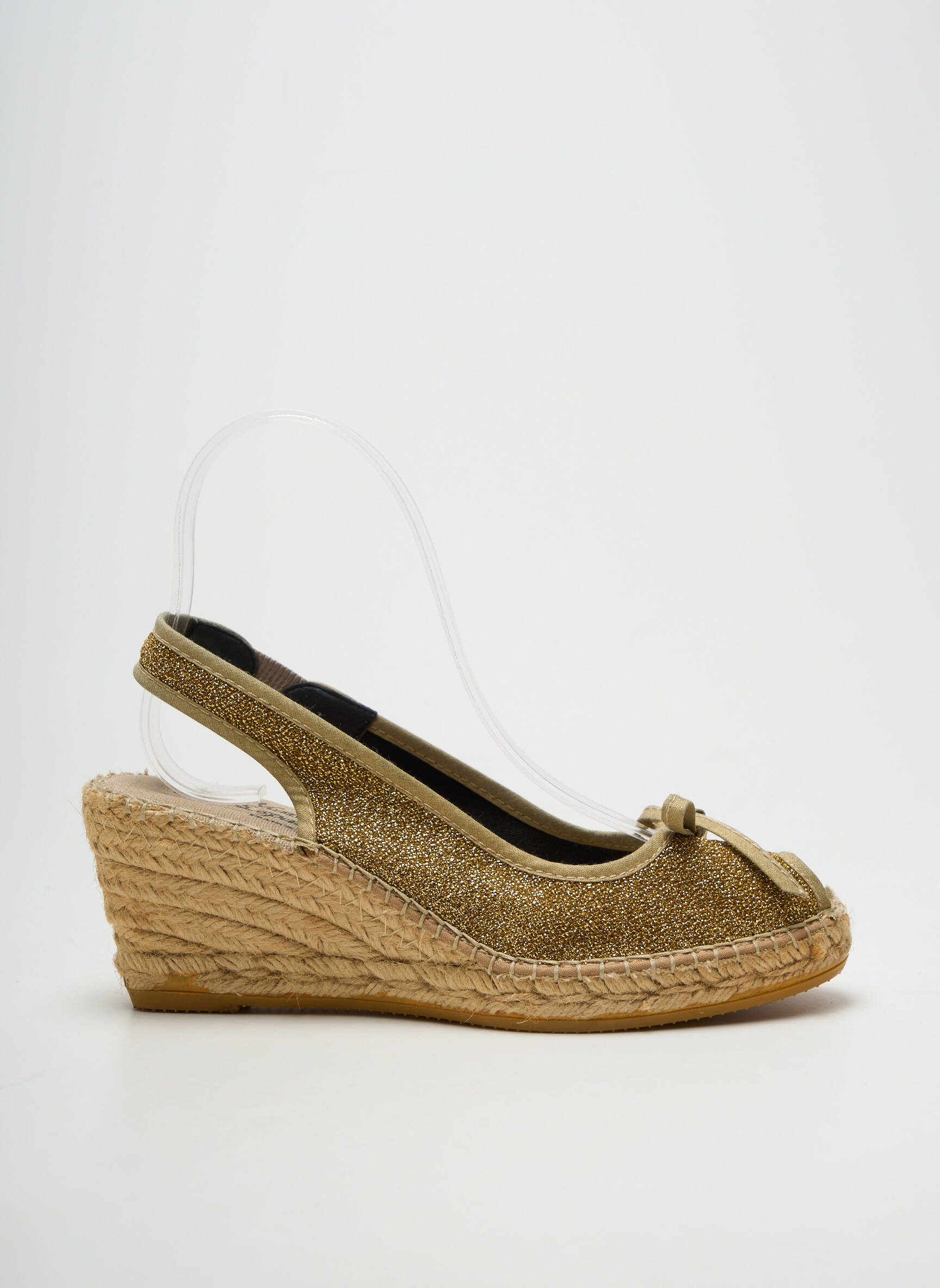 Espadrilės satino audinys kulnas nuo 7 iki 9 cm auksas LA MAISON DE L'ESPADRILLE moteris
