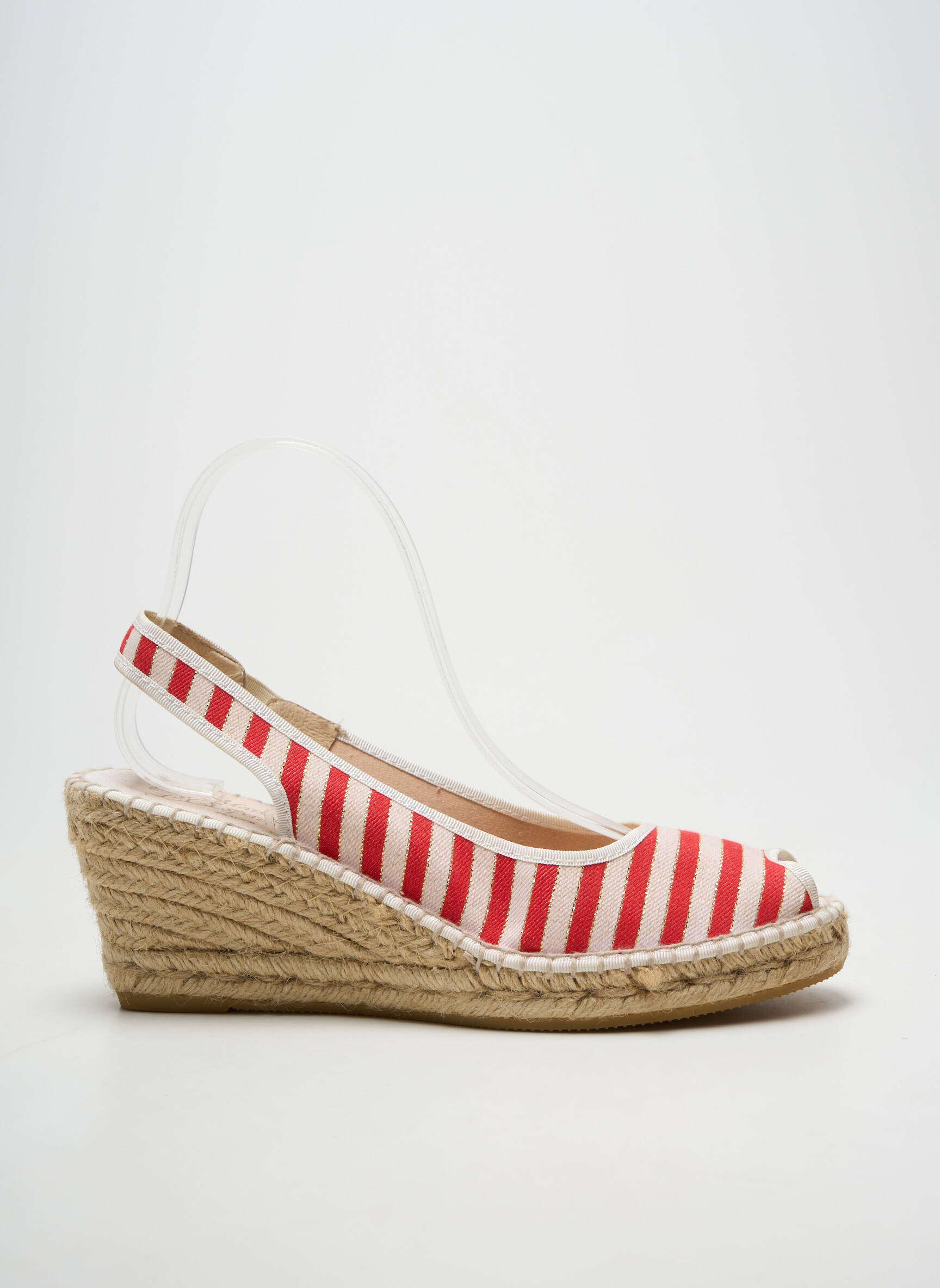 Espadrilės satino audinys kulnas nuo 7 iki 9 cm raudona LA MAISON DE L'ESPADRILLE moteris