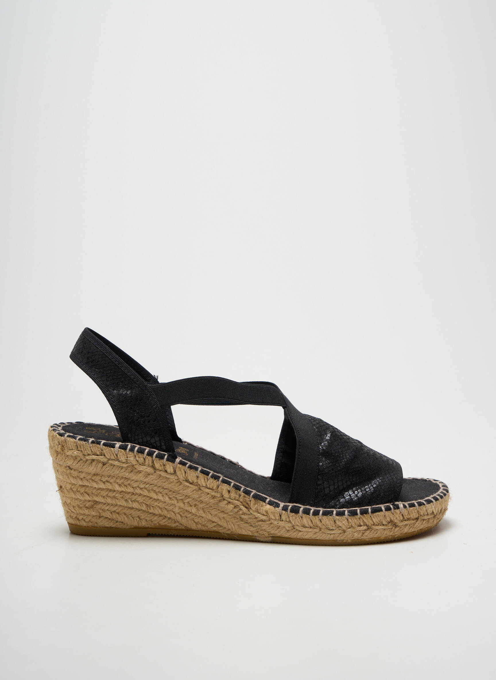 Espadrilės satino audinys kulnas nuo 7 iki 9 cm juodas LA MAISON DE L'ESPADRILLE moteris