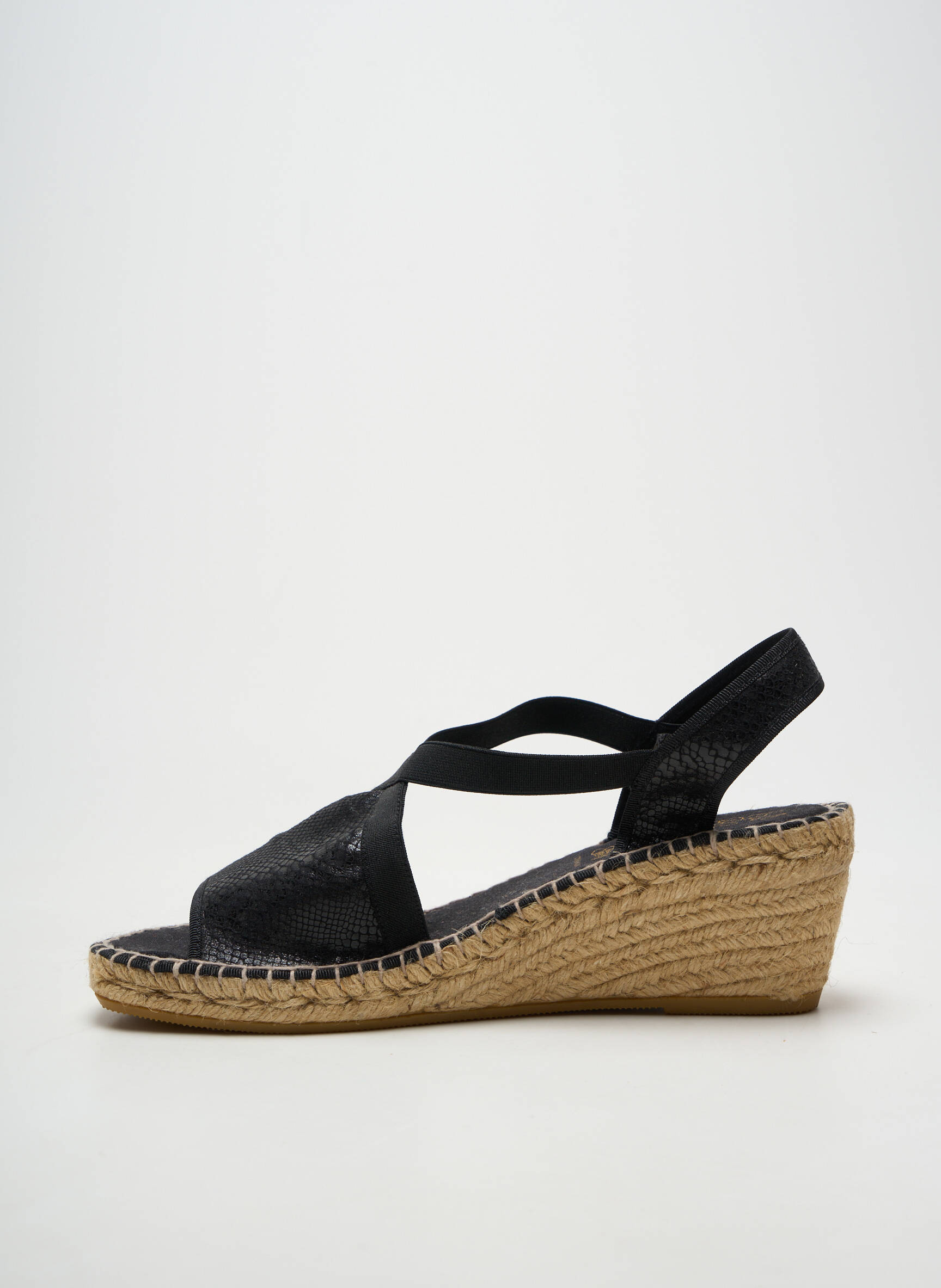 Espadrilės satino audinys kulnas nuo 7 iki 9 cm juodas LA MAISON DE L'ESPADRILLE moteris