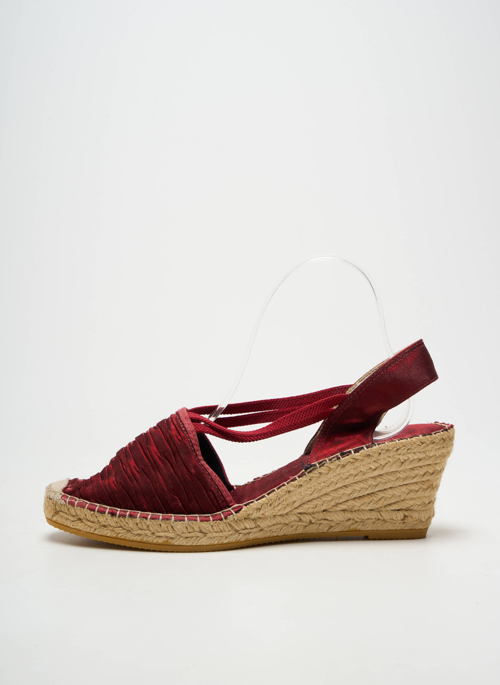 Espadrilės satino audinys kulnas nuo 7 iki 9 cm raudona LA MAISON DE L'ESPADRILLE moteris