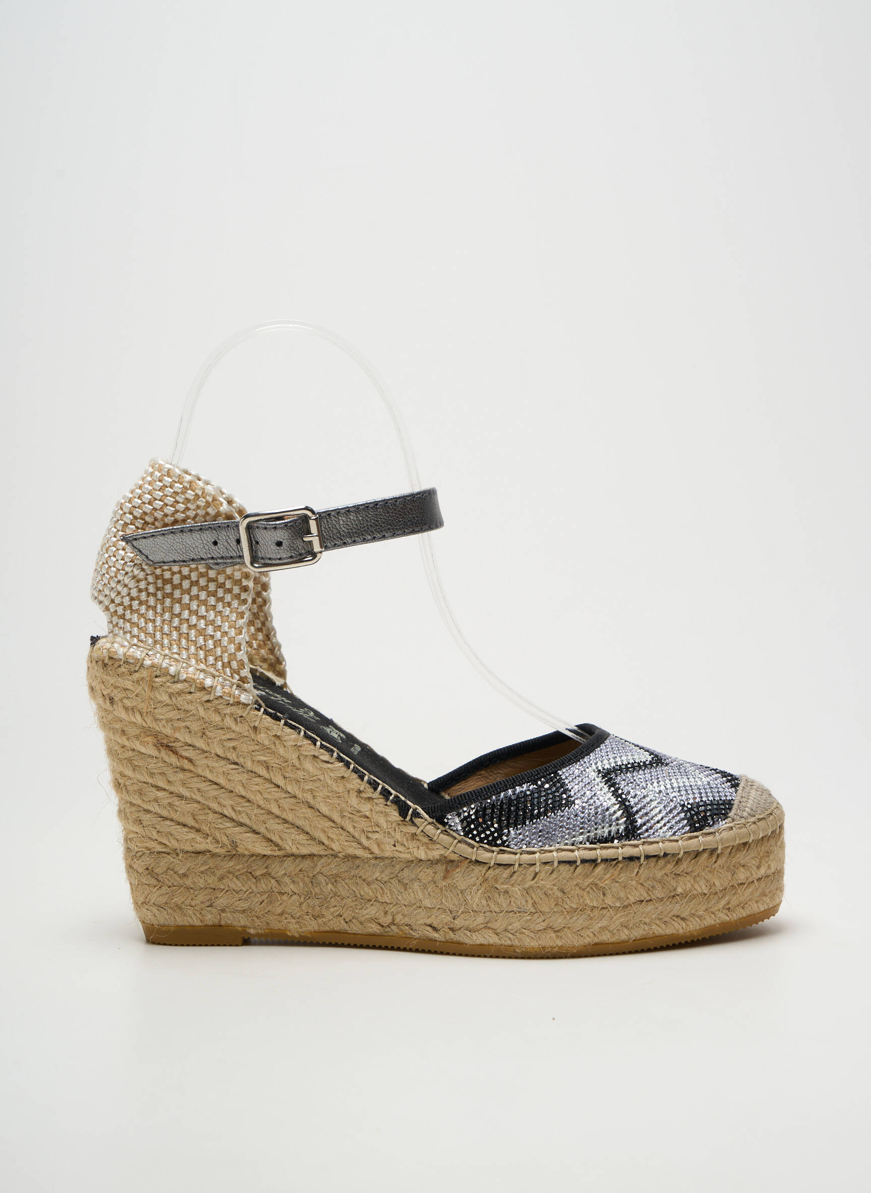 Espadrilės apvalus mygtukas kulnas nuo 7 iki 9 cm sidabrinė LA MAISON DE L'ESPADRILLE moteris