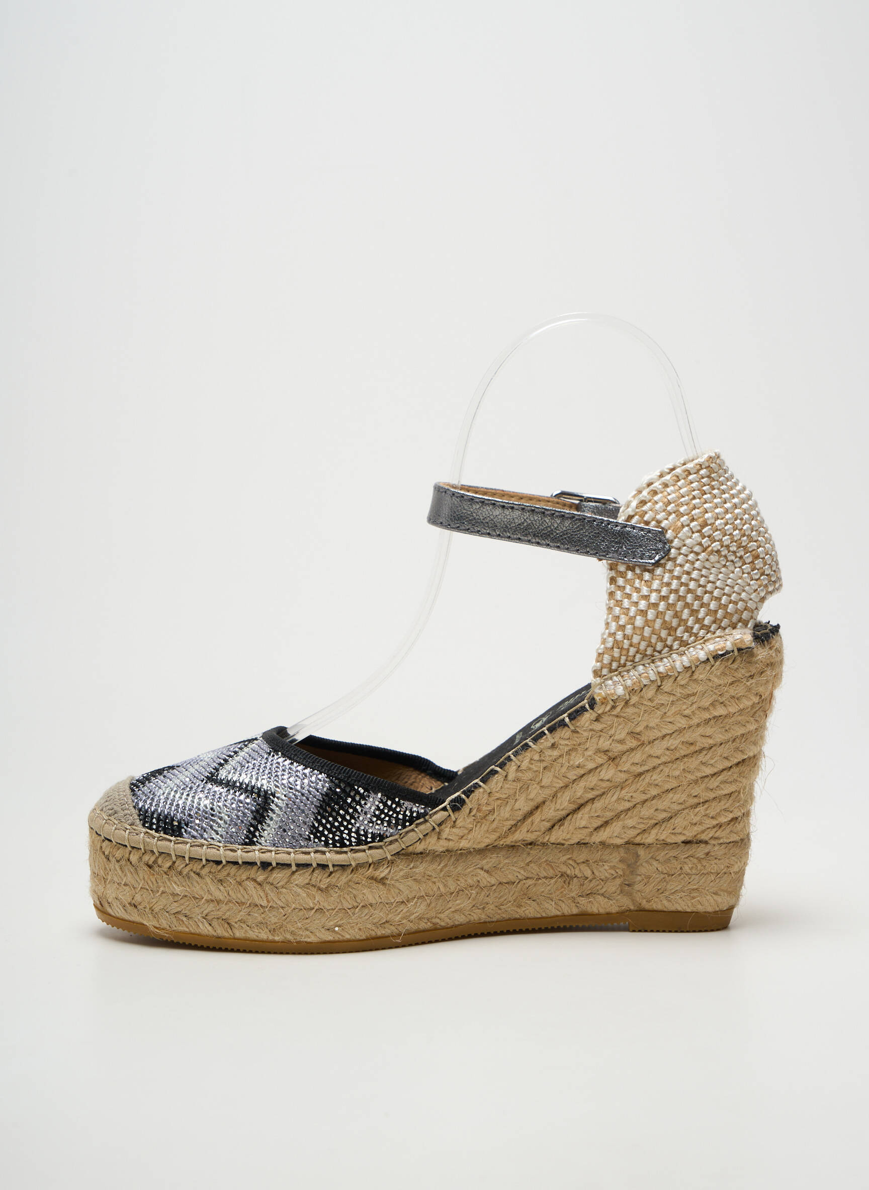 Espadrilės apvalus mygtukas kulnas nuo 7 iki 9 cm sidabrinė LA MAISON DE L'ESPADRILLE moteris