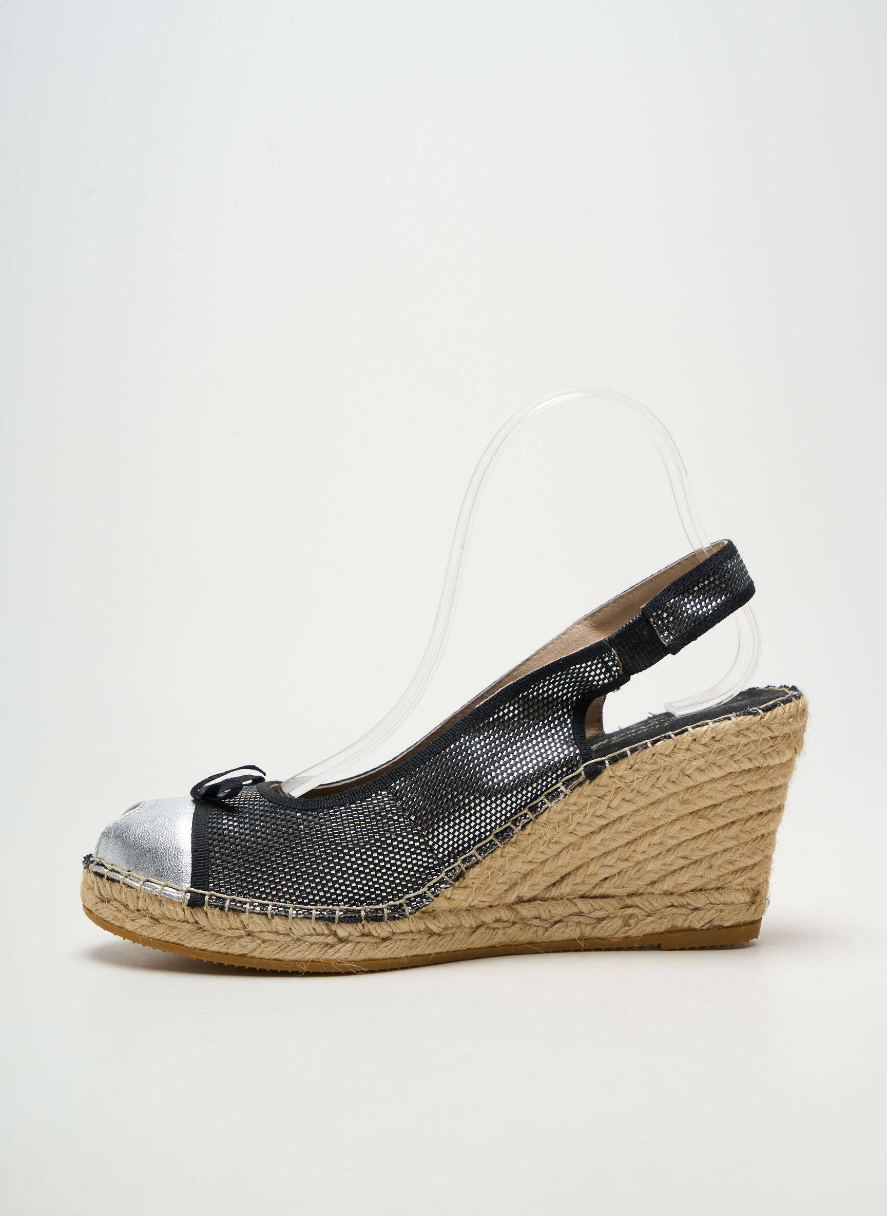 Espadrilės satino audinys kulnas nuo 7 iki 9 cm sidabrinė LA MAISON DE L'ESPADRILLE moteris