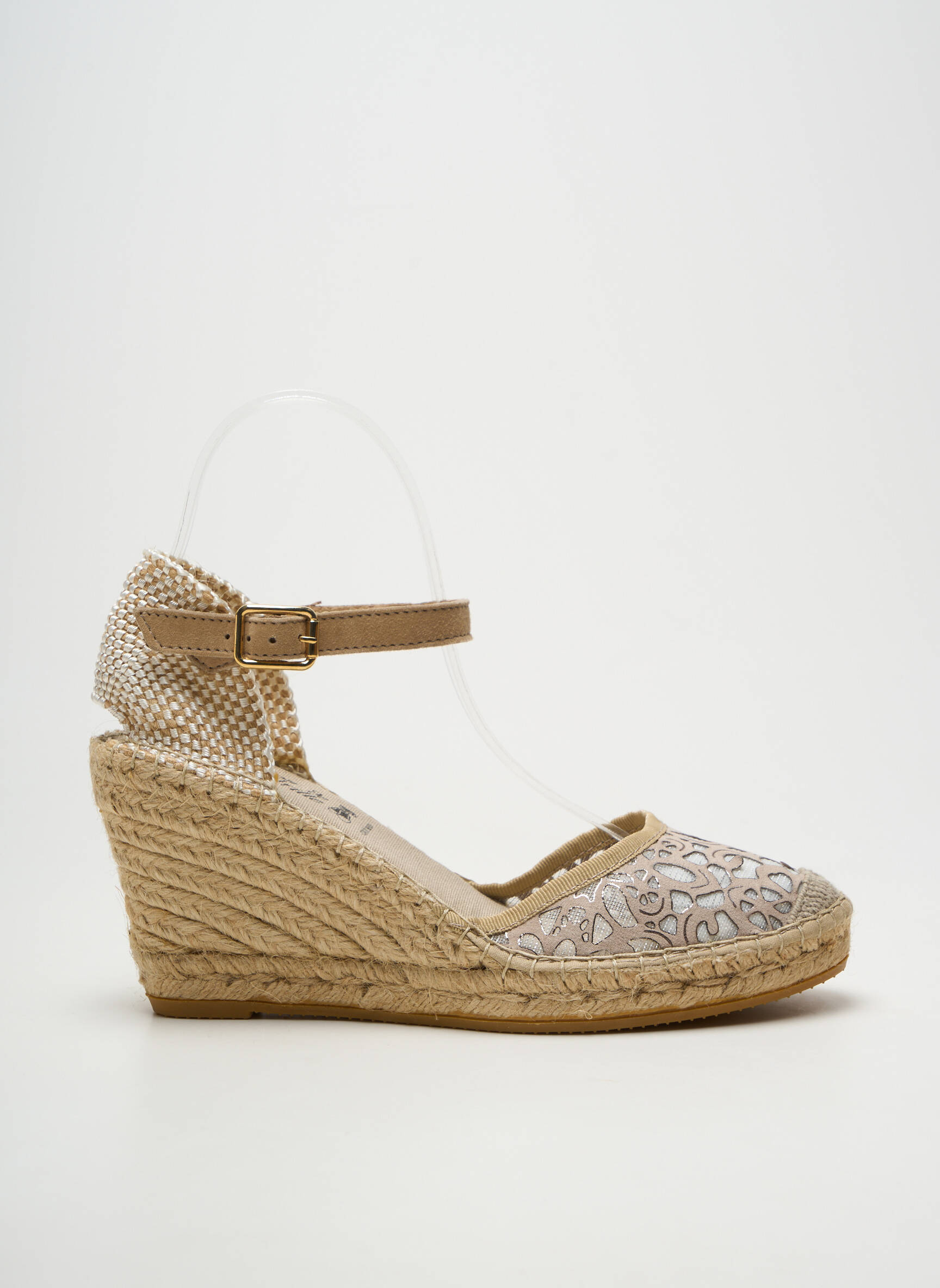Espadrilės satino audinys kulnas nuo 7 iki 9 cm bežinis LA MAISON DE L'ESPADRILLE moteris