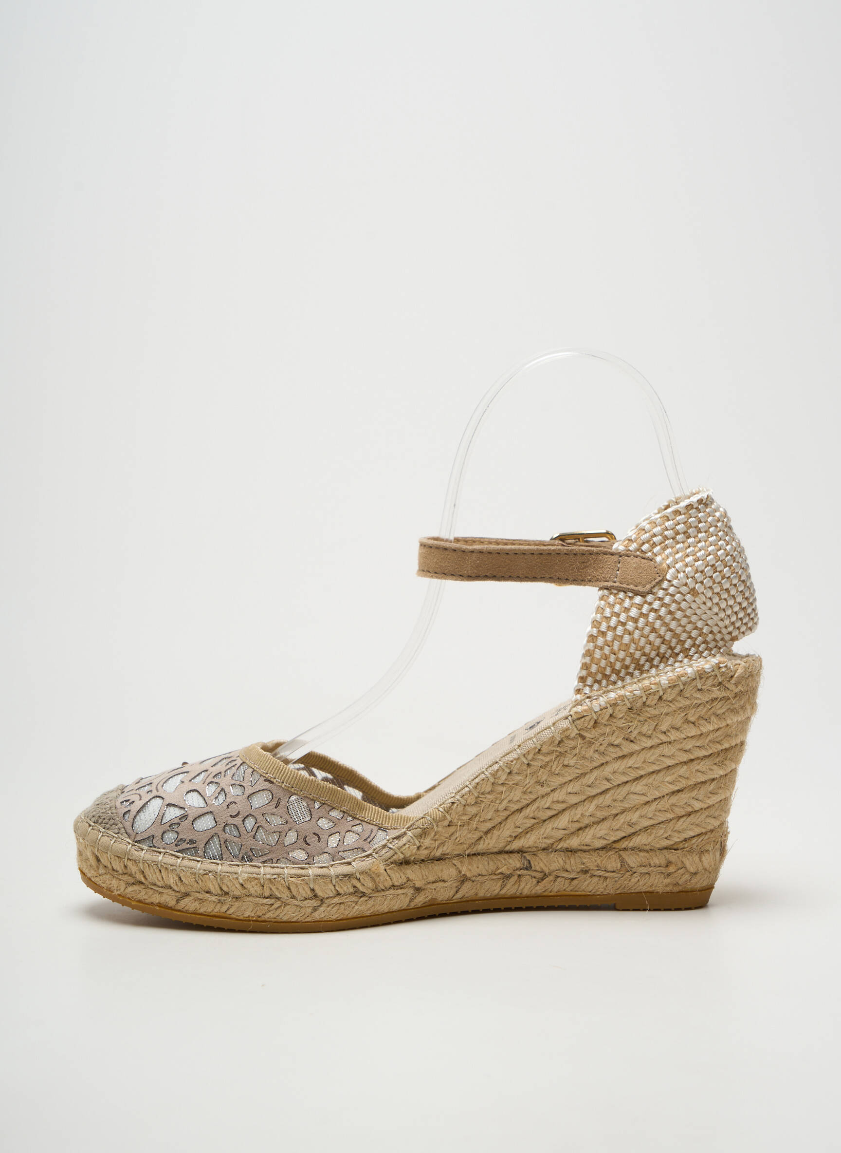 Espadrilės satino audinys kulnas nuo 7 iki 9 cm bežinis LA MAISON DE L'ESPADRILLE moteris