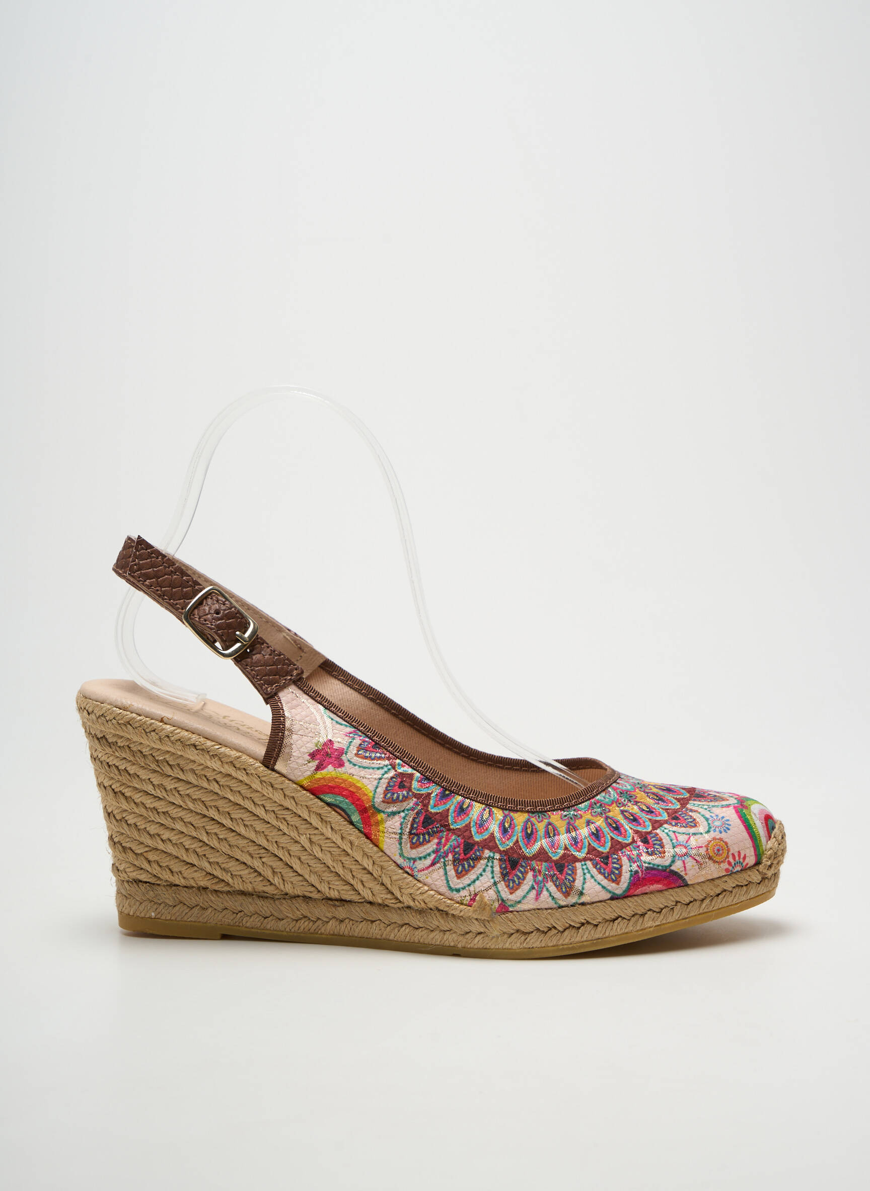 Espadrilės satino audinys kulnas nuo 7 iki 9 cm rudas LA MAISON DE L'ESPADRILLE moteris