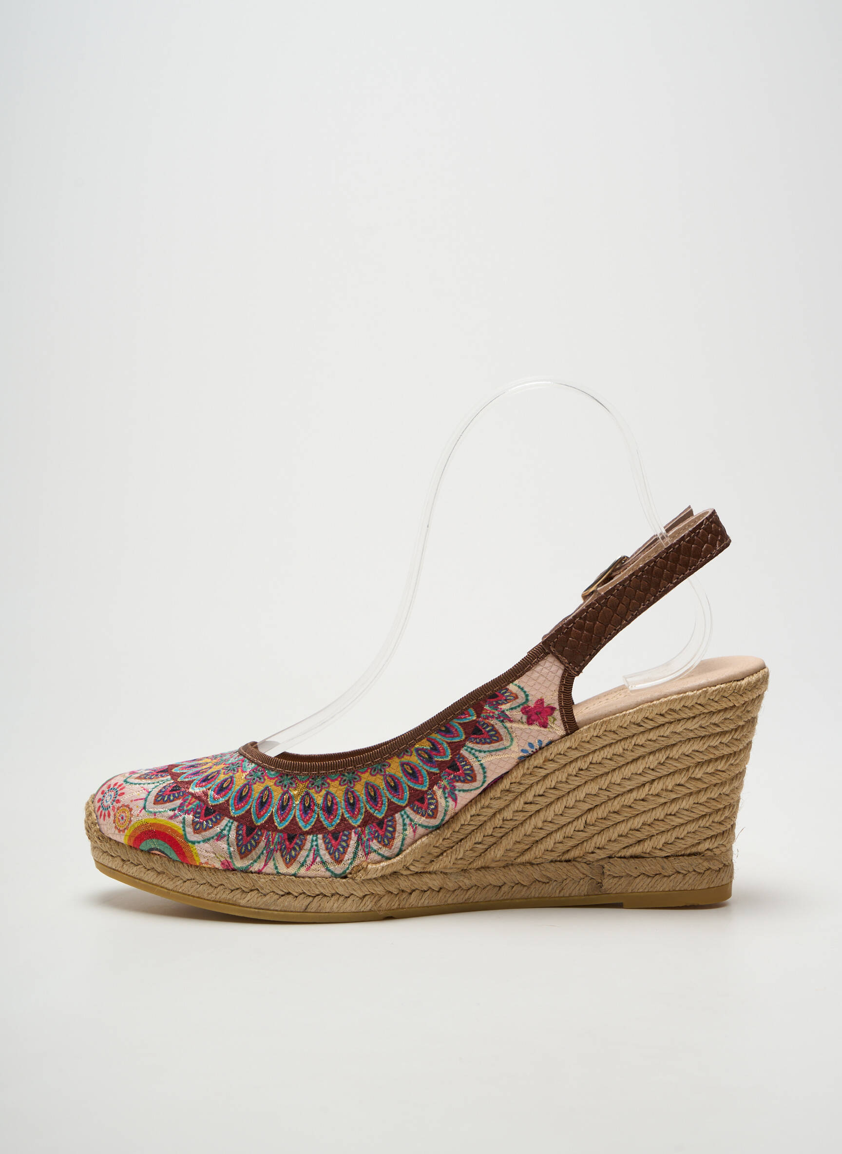 Espadrilės satino audinys kulnas nuo 7 iki 9 cm rudas LA MAISON DE L'ESPADRILLE moteris