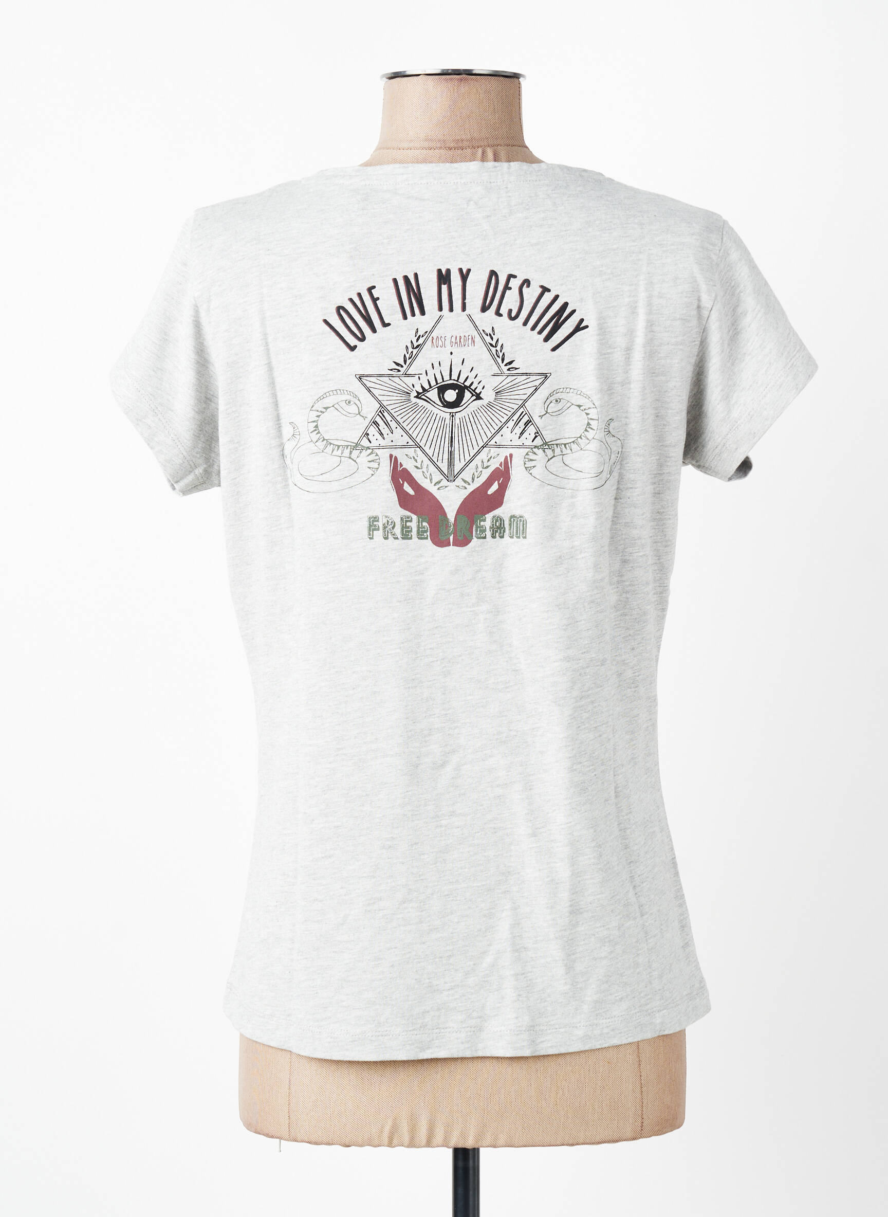 T-marškinys floqué serigrafija trumpas rankovės pilka ROSE GARDEN moteris