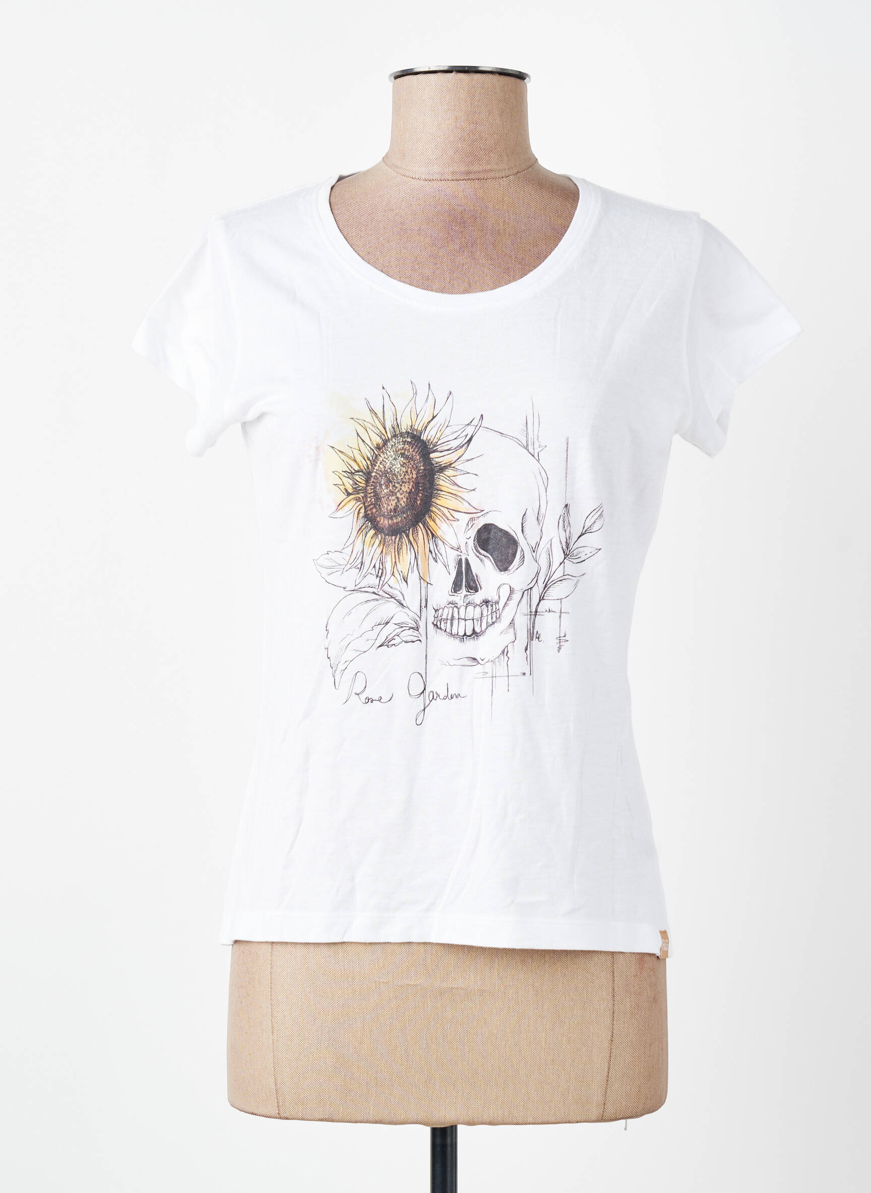T-marškinys floqué serigrafija trumpas rankovės baltas ROSE GARDEN moteris