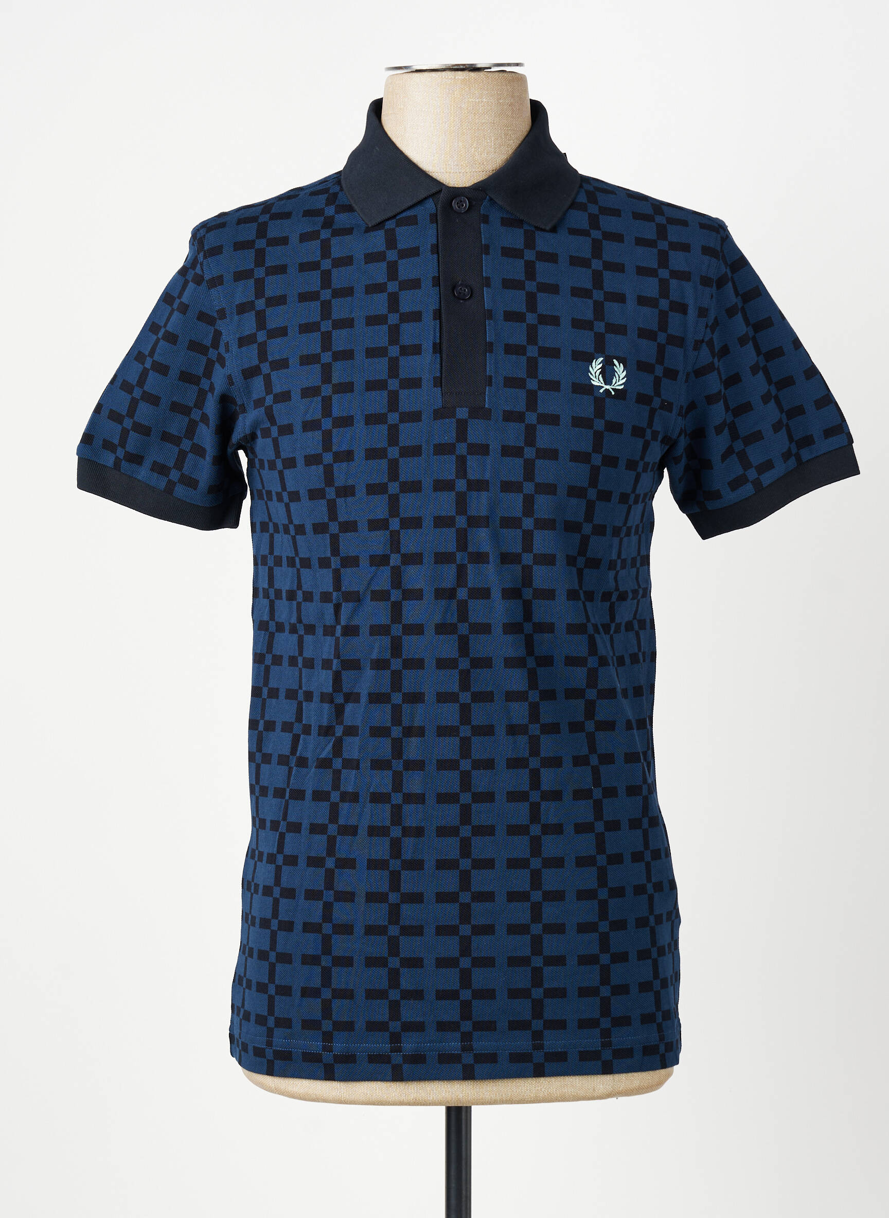 T-marškinys siuvinėjimas ilgos rankovės mėlyna FRED PERRY vyras