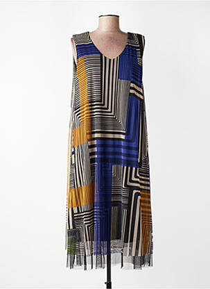 Pusilgių suknelė fantazijos raštas be rankų mėlyna KOZAN moteris