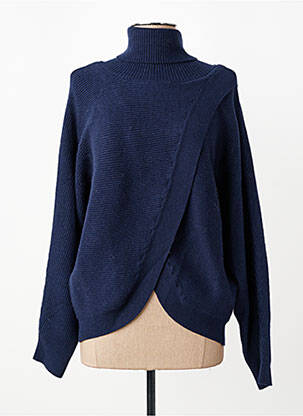 Megztinis su aukštu kaklu ribotas audinys ilgos rankovės mėlyna LILI SIDONIO moteris