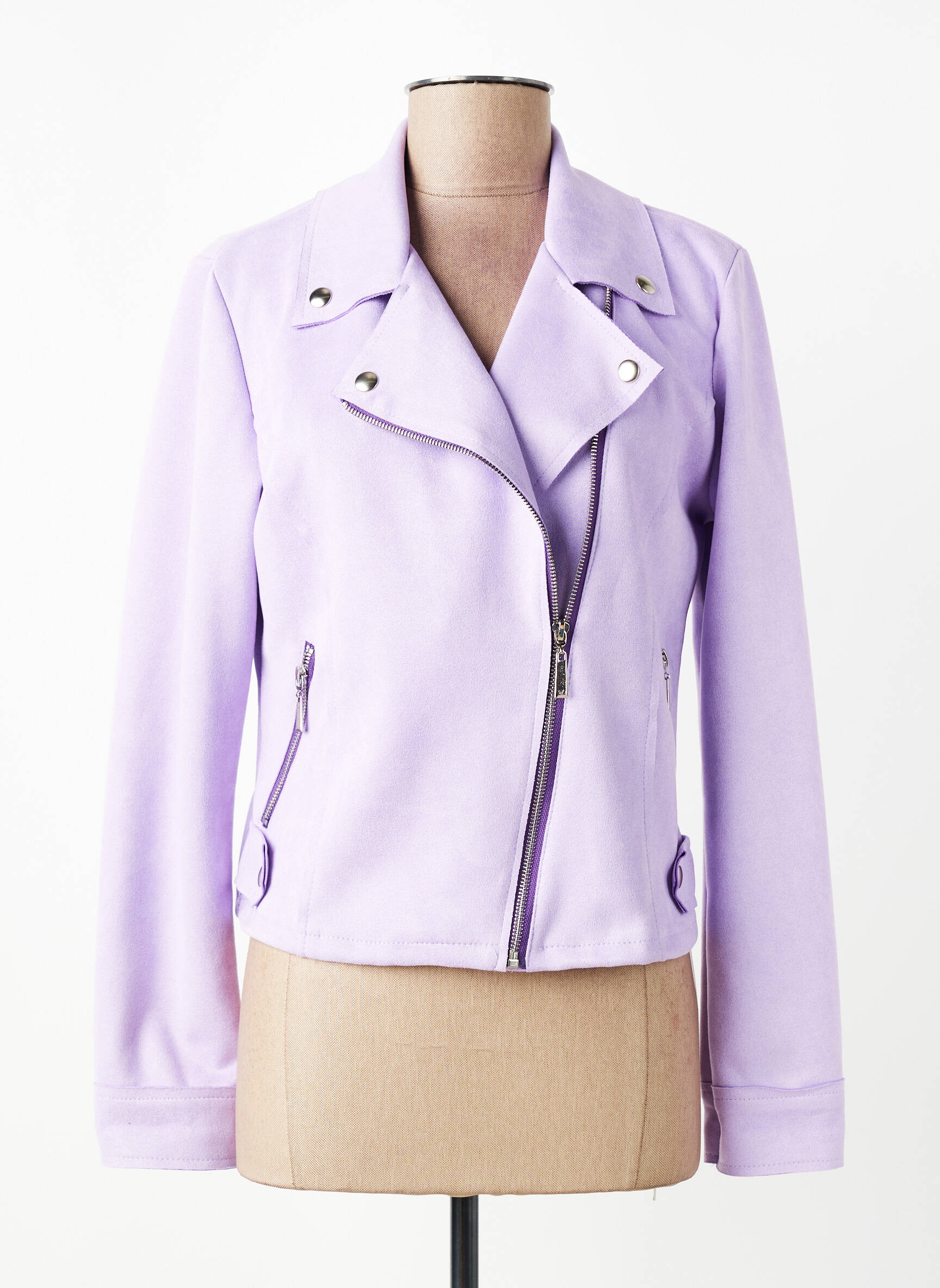 Kasdienis švarkas suedinės audimo technika violetinis NEW COLLECTION moteris