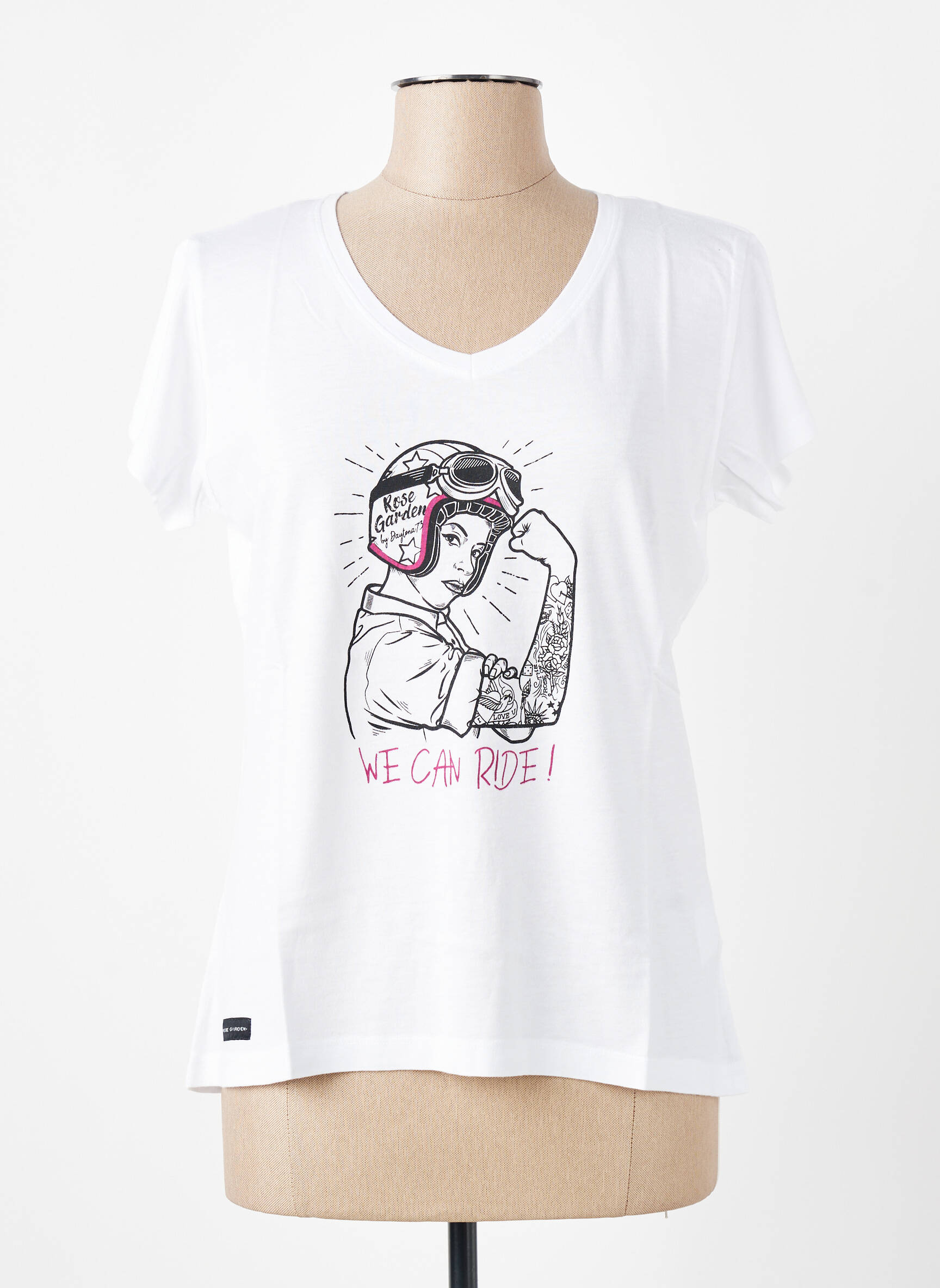 T-marškinys floqué serigrafija trumpas rankovės baltas ROSE GARDEN moteris