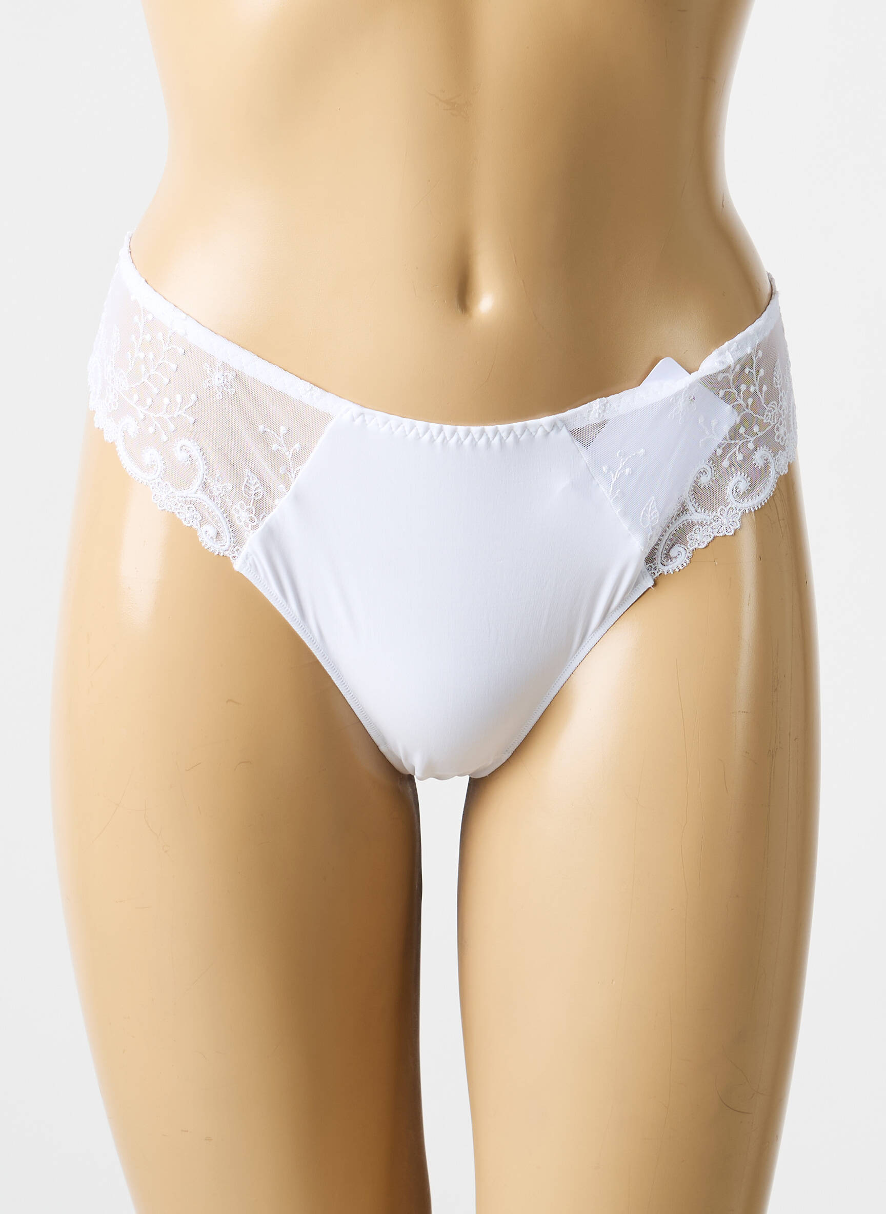 Tanga satino audinys baltas SIMONE PERELE moteris