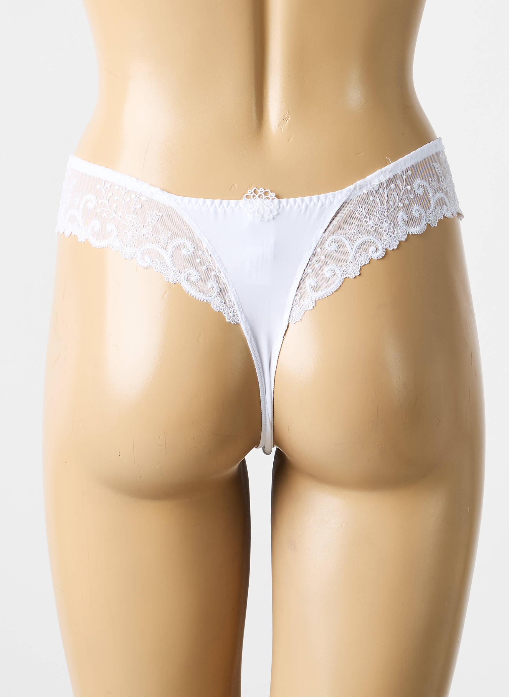 Tanga satino audinys baltas SIMONE PERELE moteris