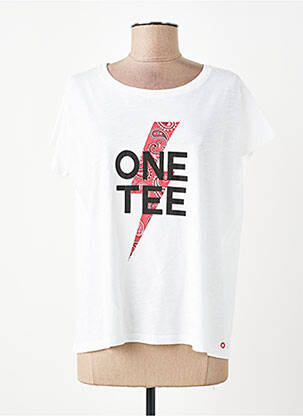 T-marškinys floqué serigrafija trumpas rankovės baltas ONE TEE moteris