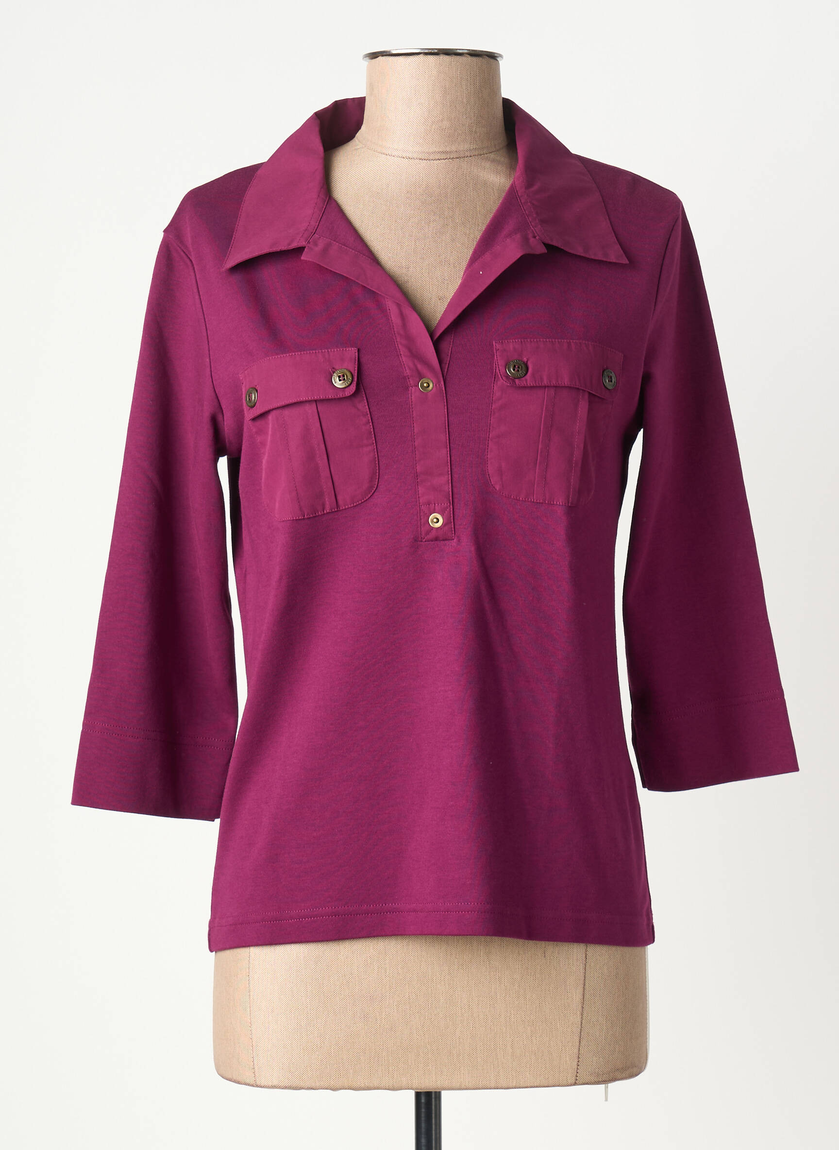 Polo tamprumas 3/4 rankovės violetinis SAINT JAMES moteris