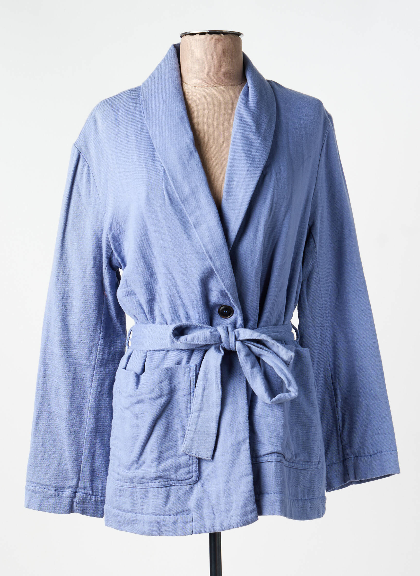 Kimono striukė šaliko apykaklė mėlyna XIRENA moteris