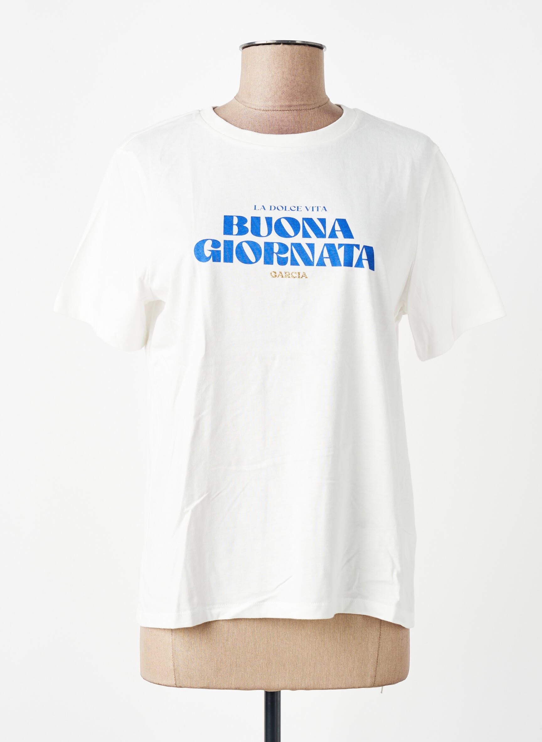 T-marškinys floqué serigrafija trumpas rankovės baltas GARCIA moteris