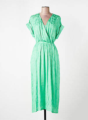 Ilga suknelė popelinos audinys, kuris pasižymi lygiu ir tankiu paviršiumi. trumpas rankovės žalias SUNCOO moteris