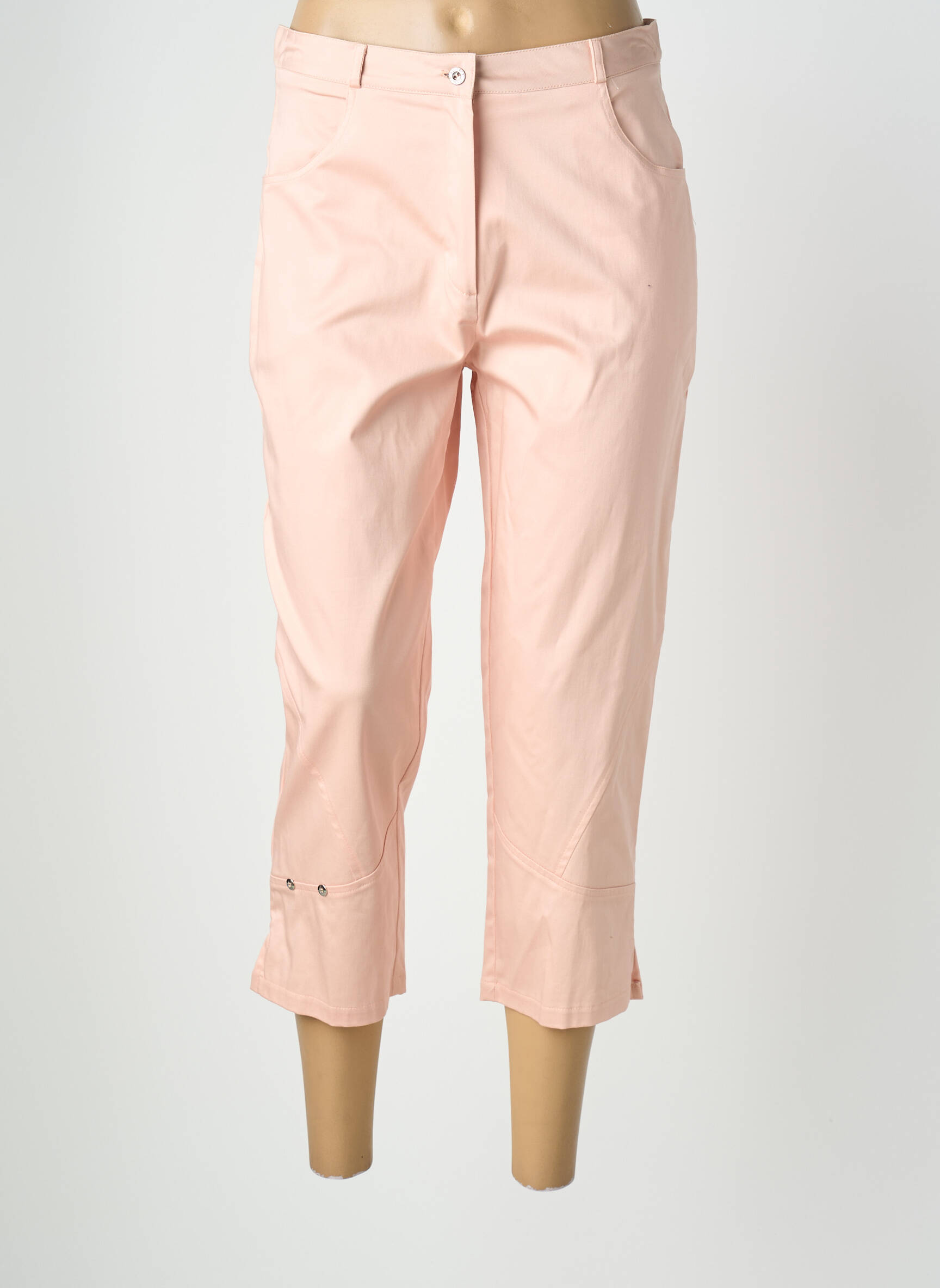 Pusilgių kelnių popelinos audinys, kuris pasižymi lygiu ir tankiu paviršiumi. normala dydis rožinė QUATTRO moteris