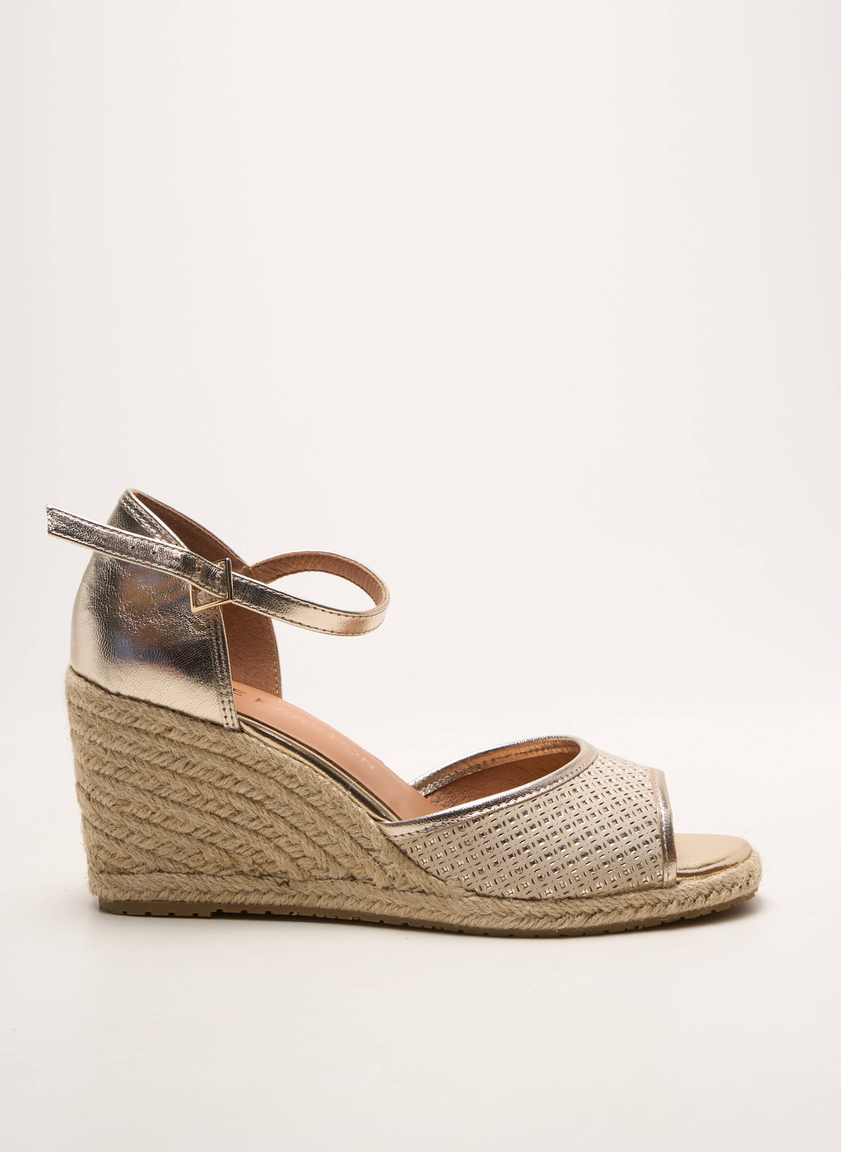 Espadrilės satino audinys kulnas nuo 7 iki 9 cm auksas EMILIE KARSTON moteris