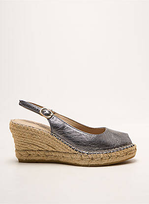 Espadrilės satino audinys kulnas nuo 7 iki 9 cm sidabrinė LA MAISON DE L'ESPADRILLE moteris
