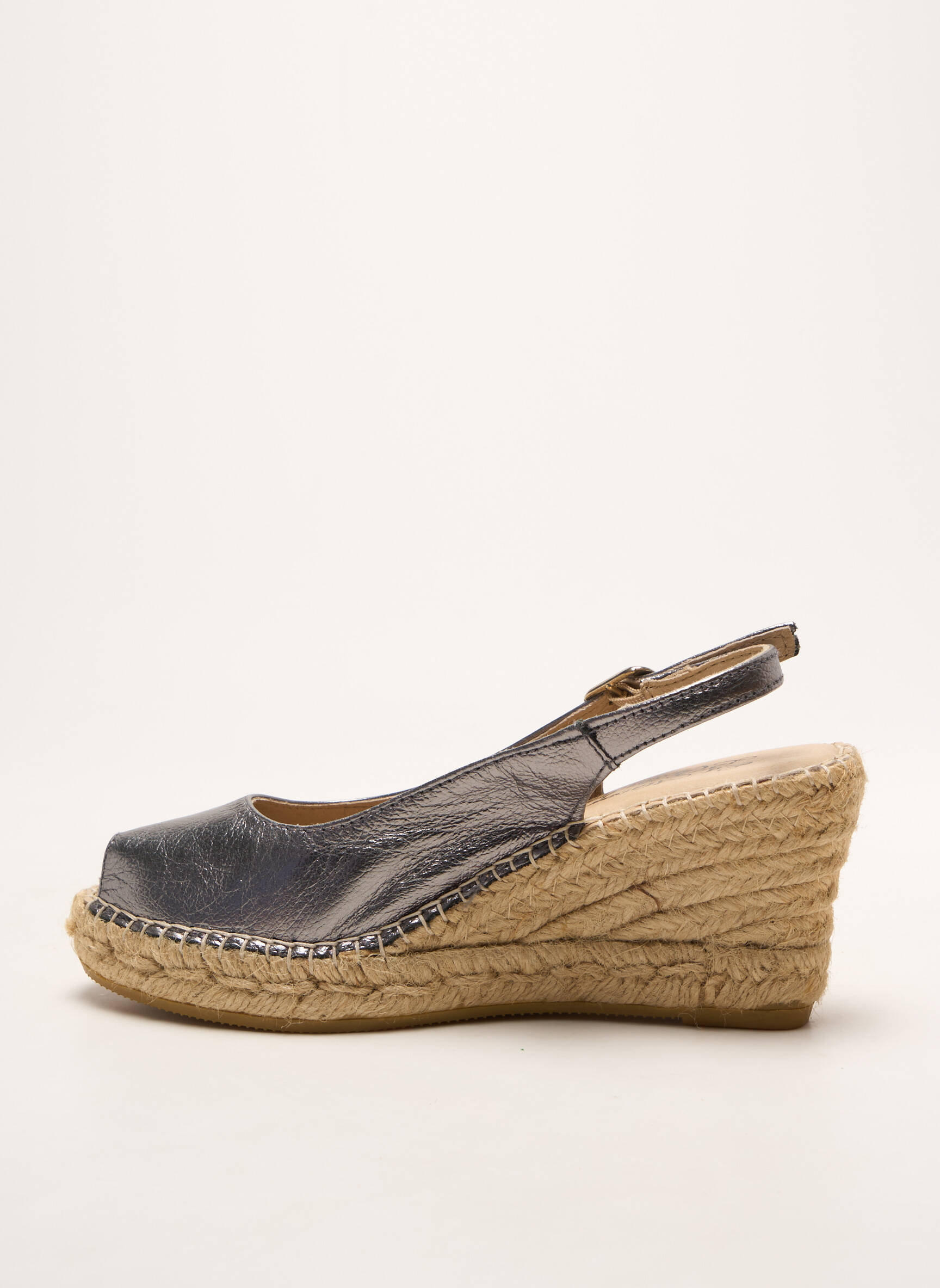 Espadrilės satino audinys kulnas nuo 7 iki 9 cm sidabrinė LA MAISON DE L'ESPADRILLE moteris