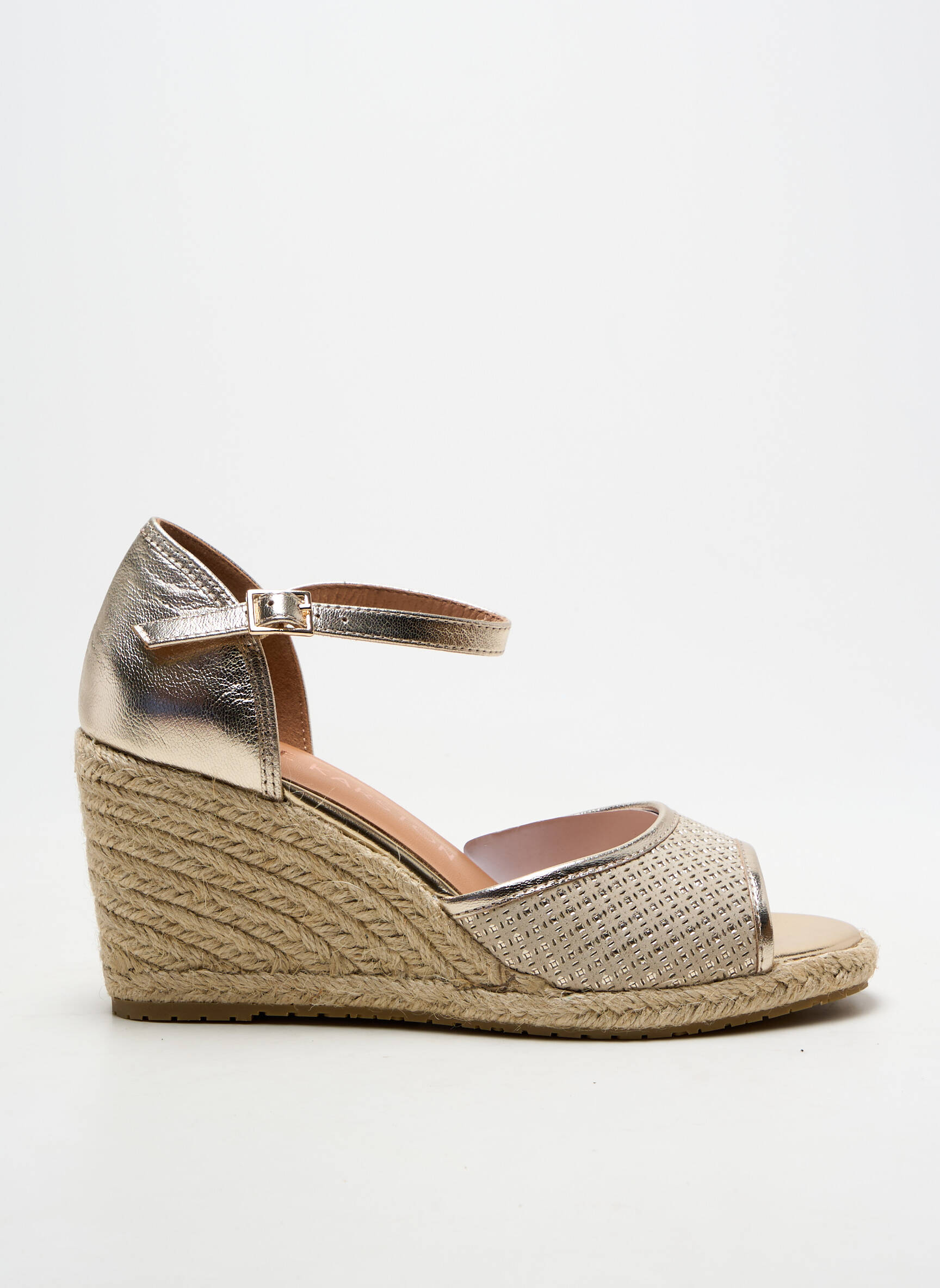 Espadrilės satino audinys kulnas nuo 7 iki 9 cm auksas EMILIE KARSTON moteris