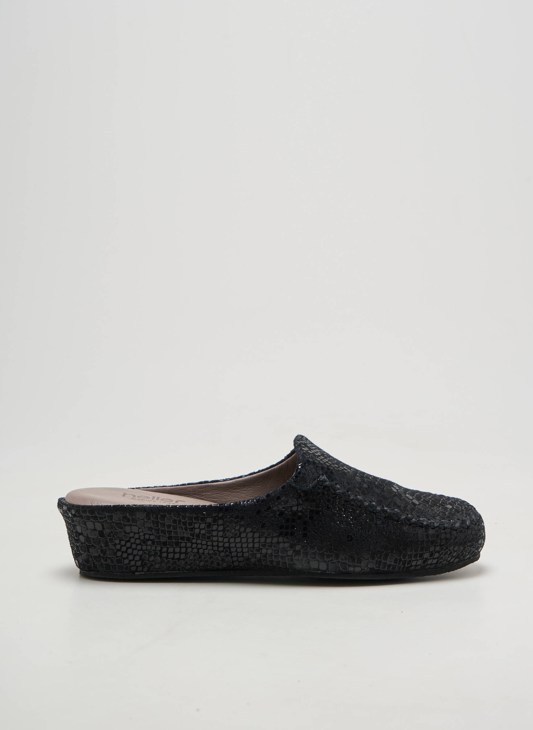 Mule/sabotai satino audinys kulnas nuo 4 iki 6 cm juodas HELLER moteris