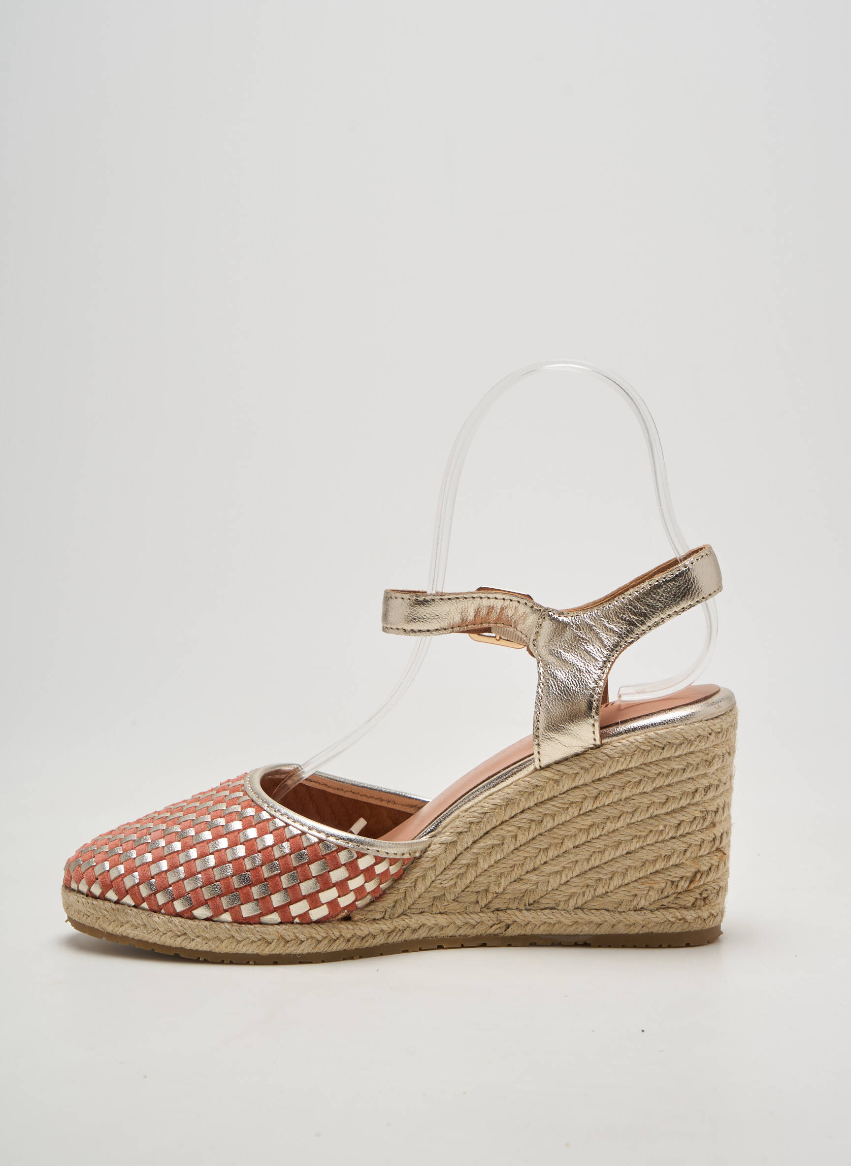 Espadrilės satino audinys kulnas nuo 7 iki 9 cm auksas EMILIE KARSTON moteris