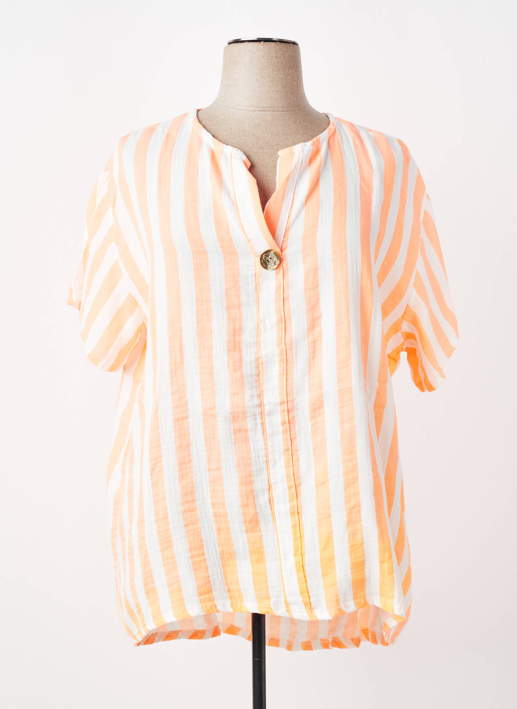 Trumpa rankovė tunika col v oranžinė NEW COLLECTION moteris