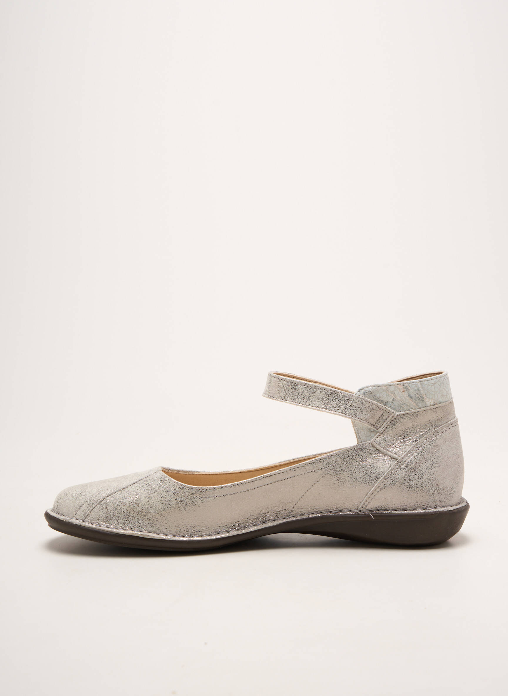 Balerinos velcro užsegimas plokščias kulnas iki 3 cm sidabrinė DORKING moteris