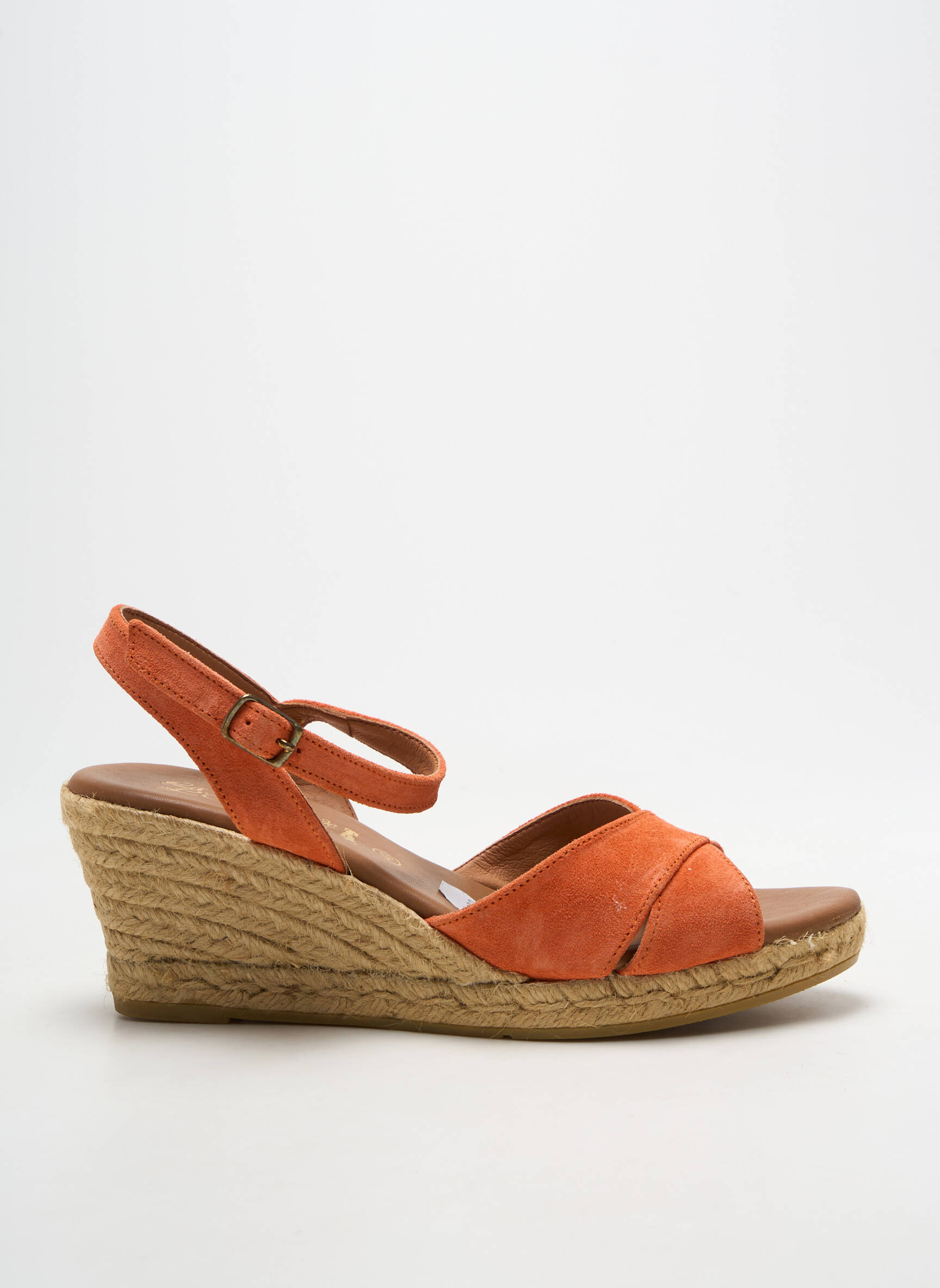 Espadrilės nubuko audinys kulnas nuo 4 iki 6 cm oranžinė LA MAISON DE L'ESPADRILLE moteris