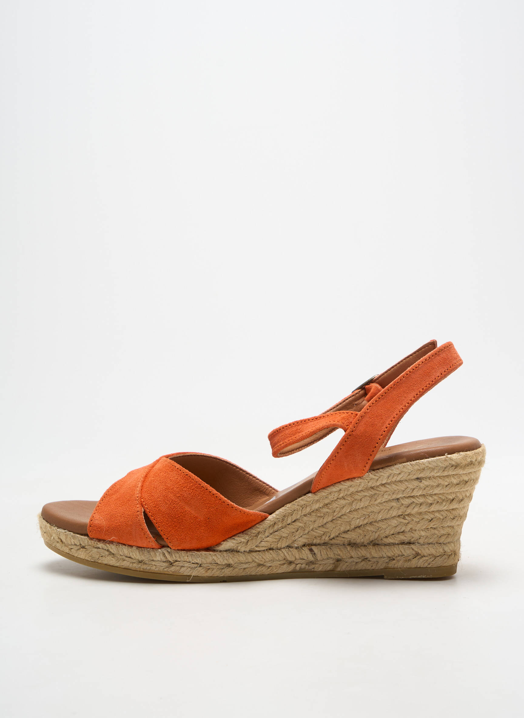Espadrilės nubuko audinys kulnas nuo 4 iki 6 cm oranžinė LA MAISON DE L'ESPADRILLE moteris