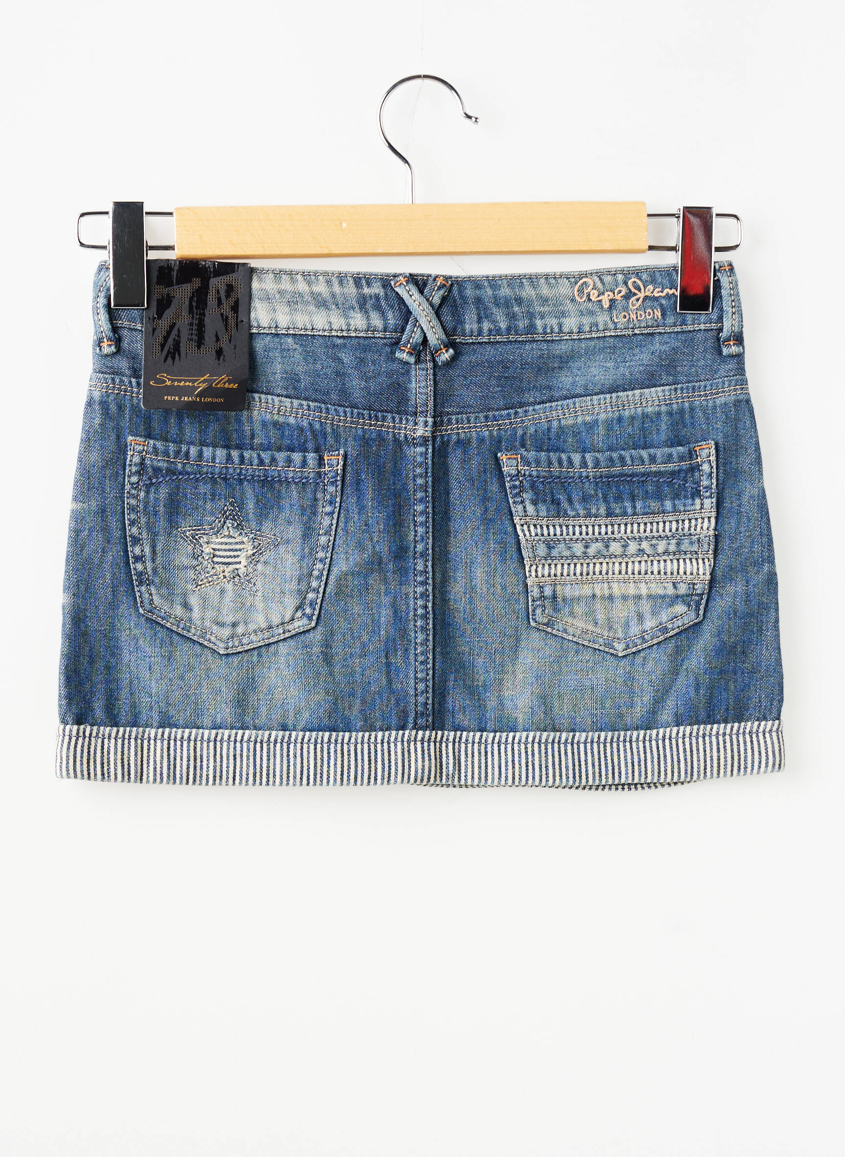 Pusilgis sijonas pusiau nepralaidus tinklas mėlyna PEPE JEANS mergina