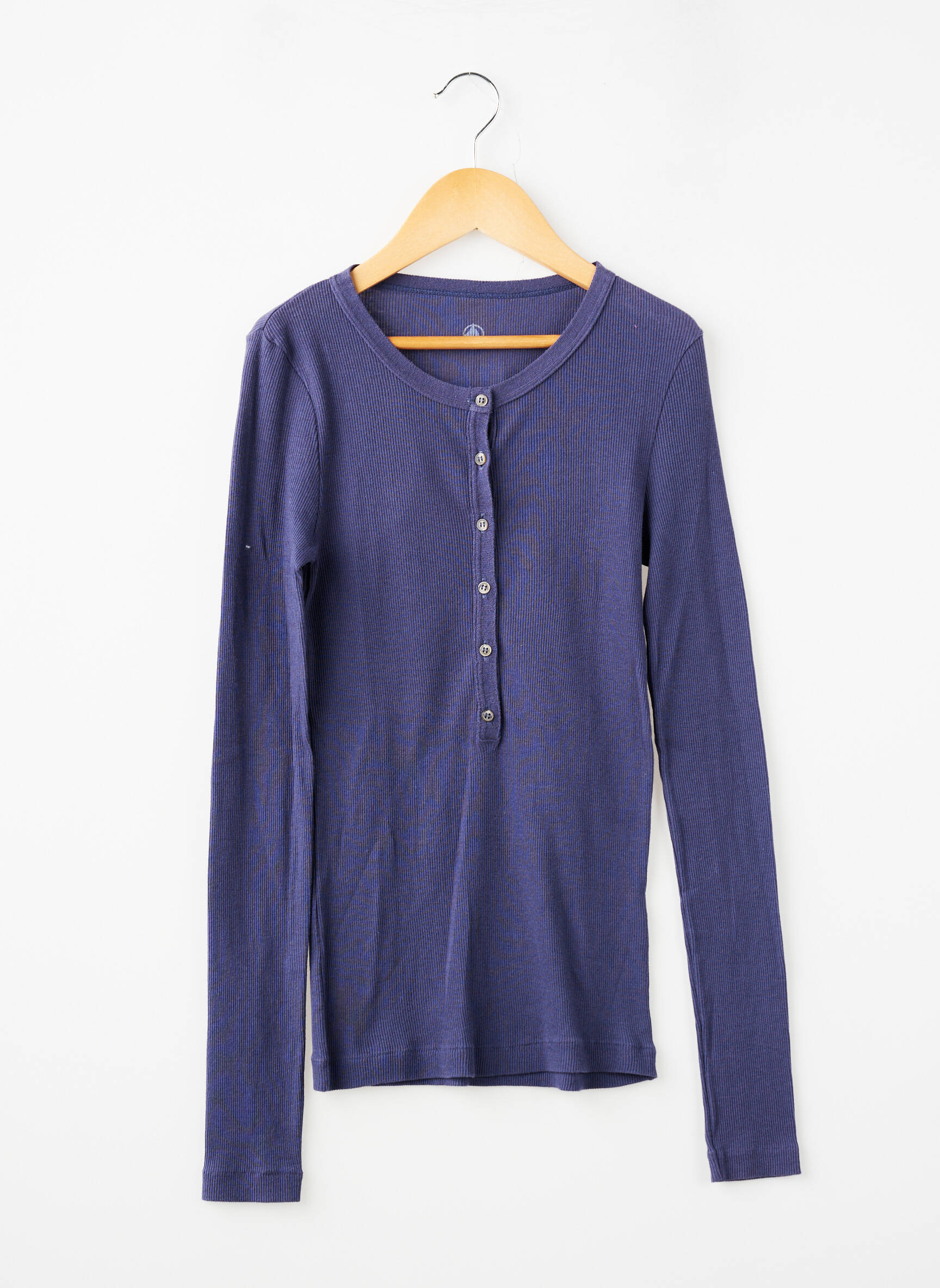 Viršūnė centrinė iškirptė ilgos rankovės violetinis PETIT BATEAU mergina