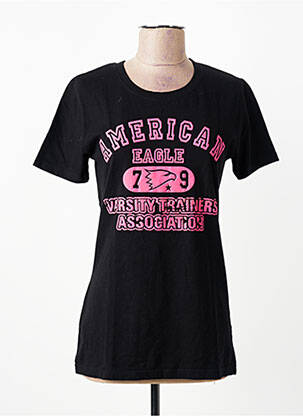 T-marškinys floqué serigrafija trumpas rankovės juodas AMERICAN EAGLE moteris