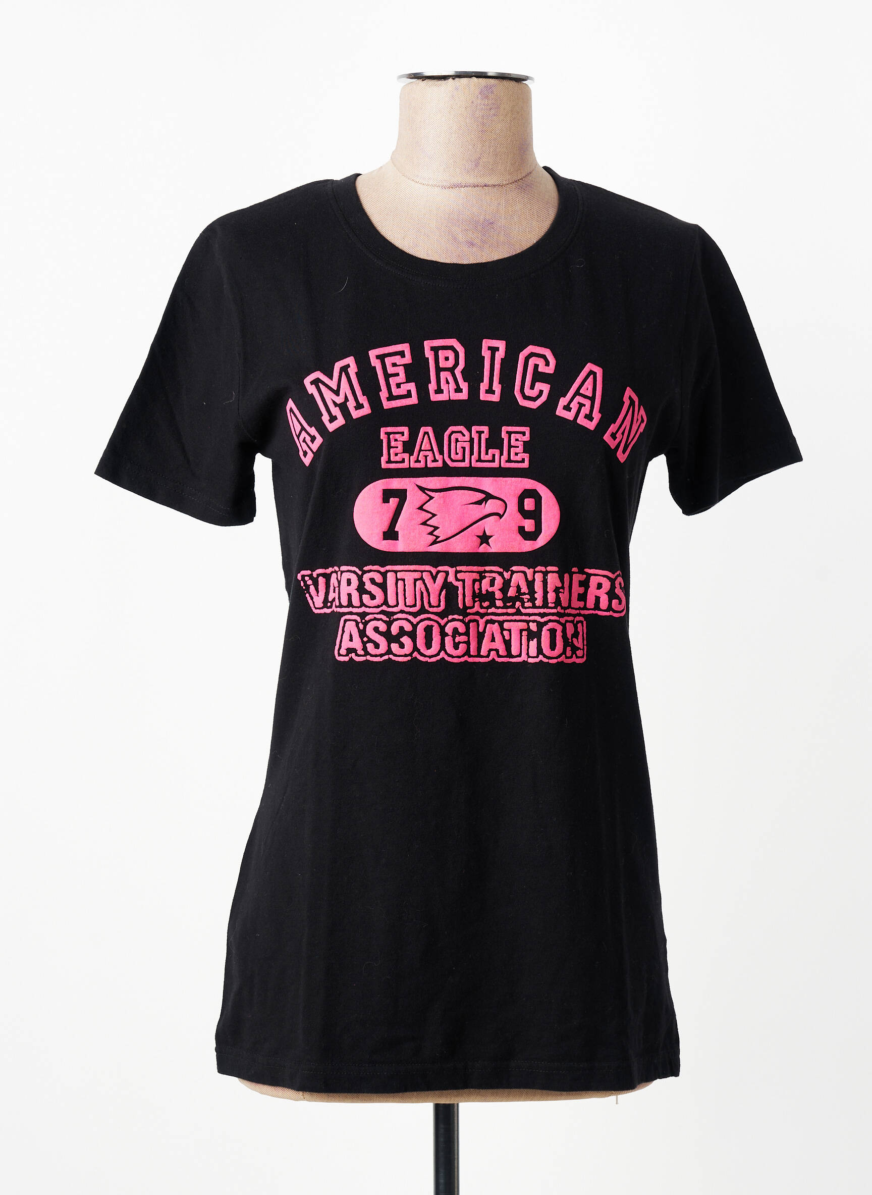 T-marškinys floqué serigrafija trumpas rankovės juodas AMERICAN EAGLE moteris