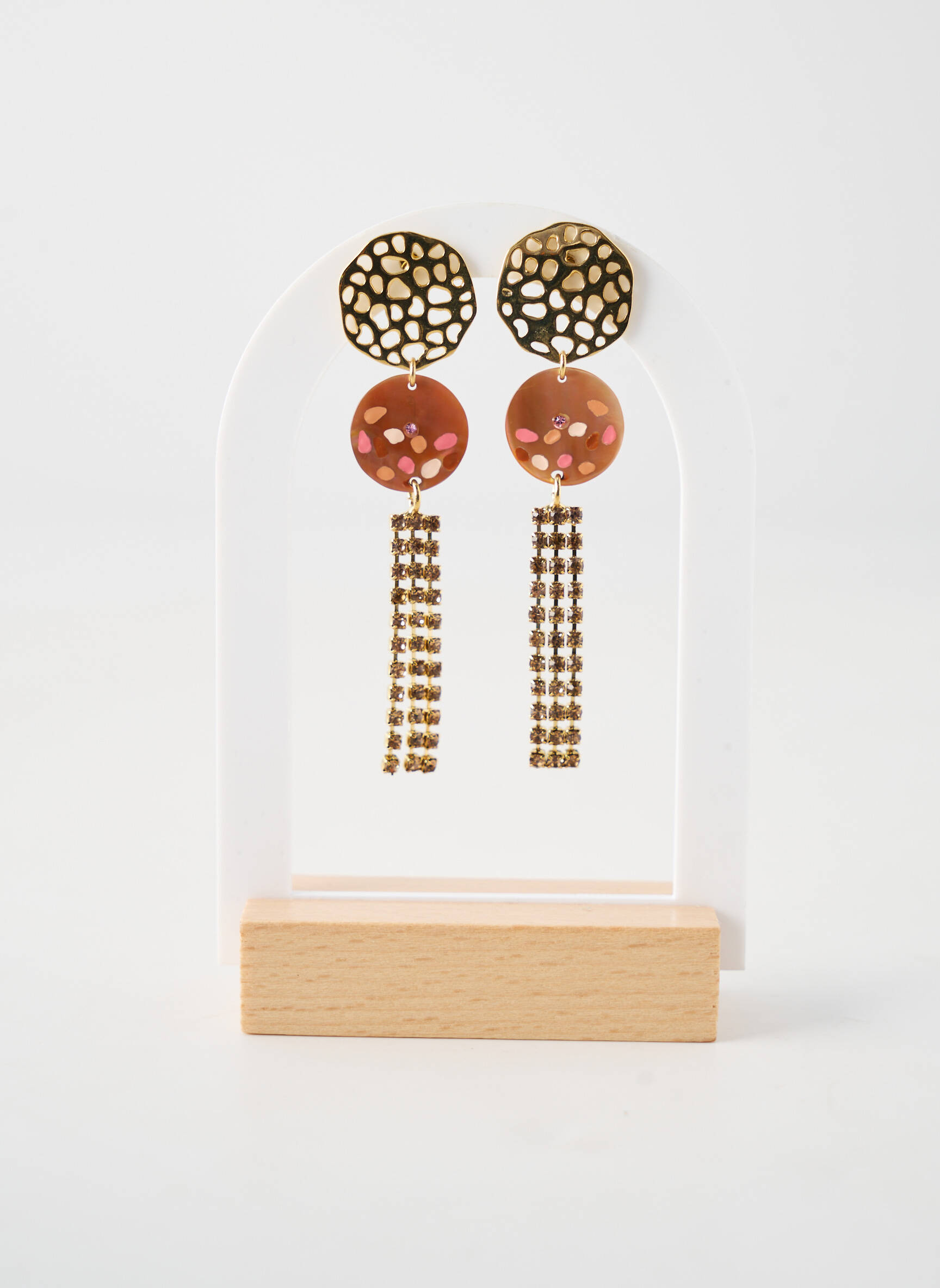 Auskarai mygtuko uždarymas baltas NATURE BIJOUX moteris