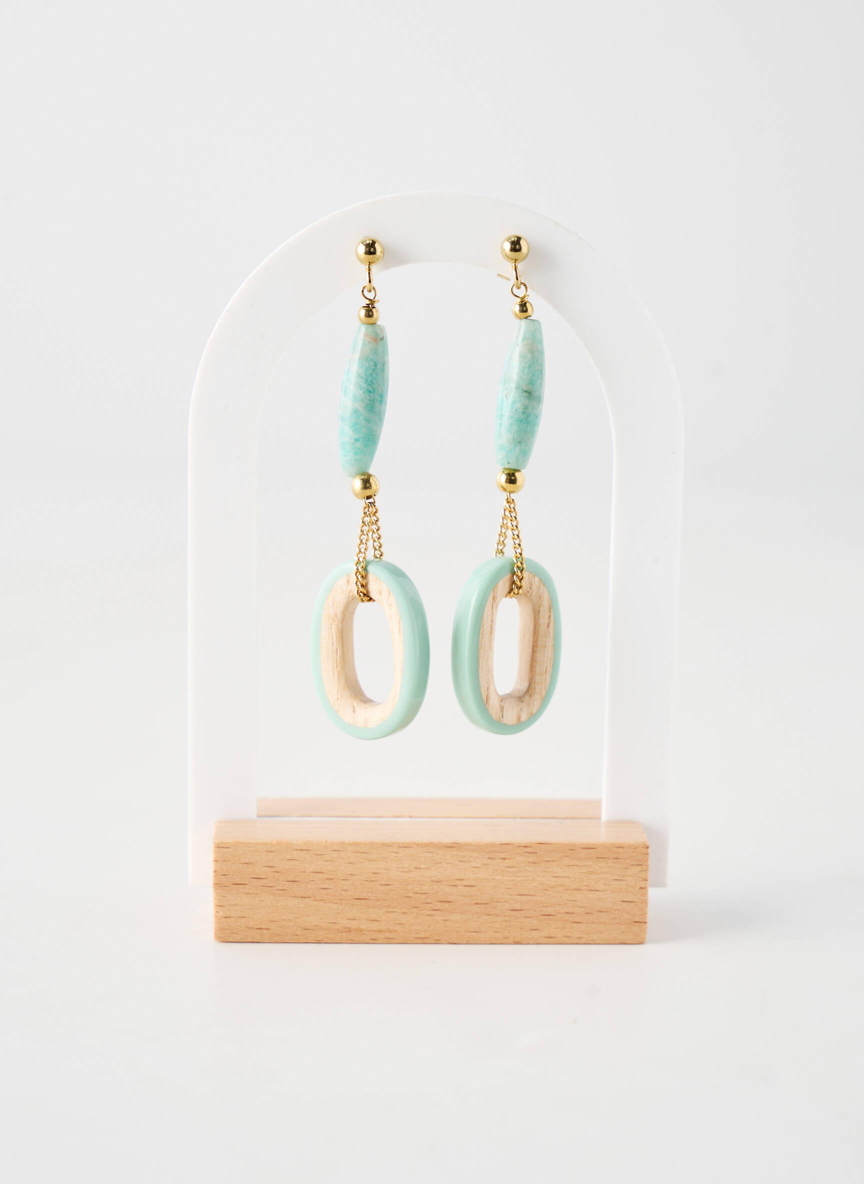 Auskarai mygtuko uždarymas mėlyna NATURE BIJOUX moteris