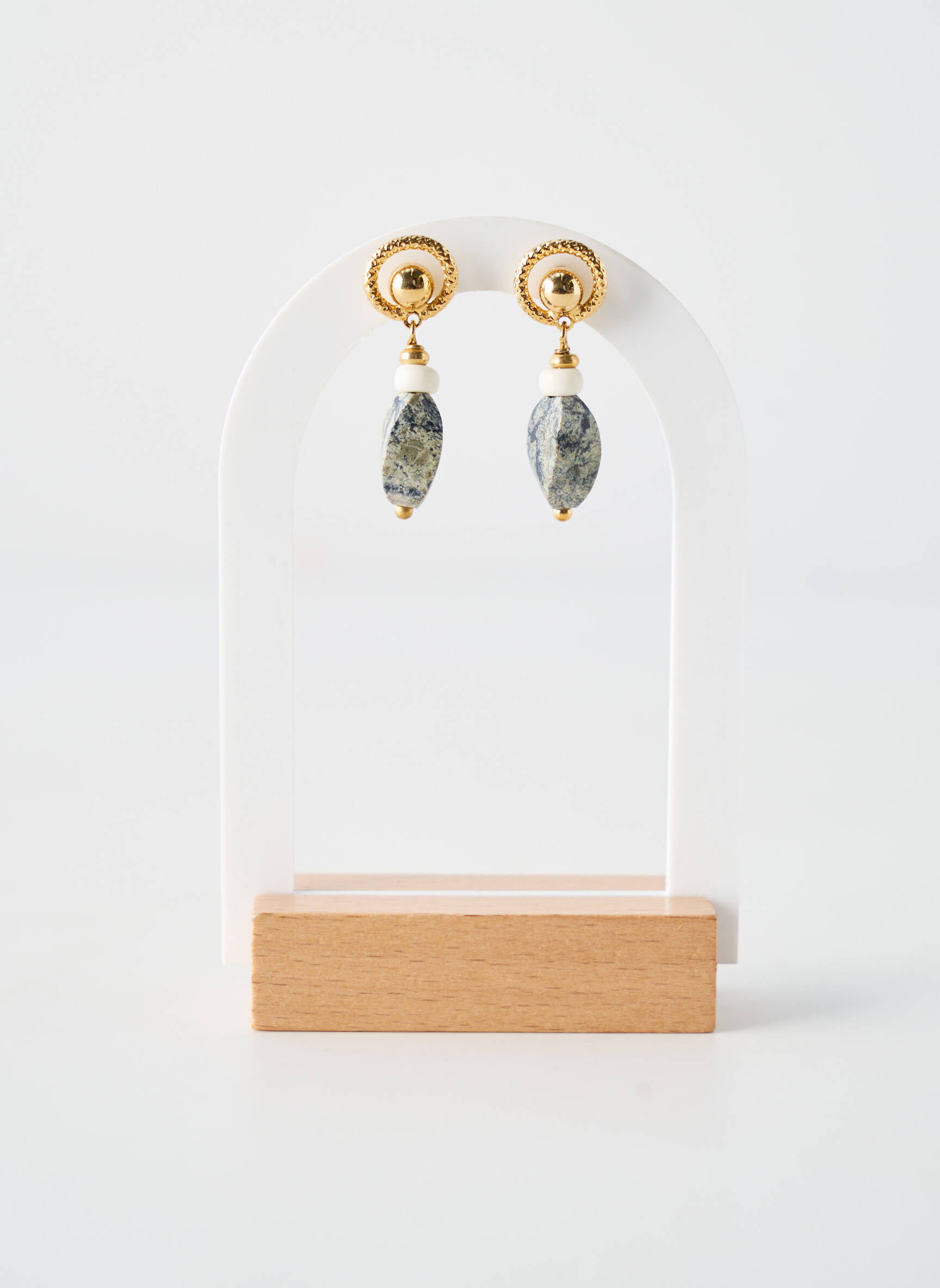 Auskarai perlų ornamentas pilka NATURE BIJOUX moteris
