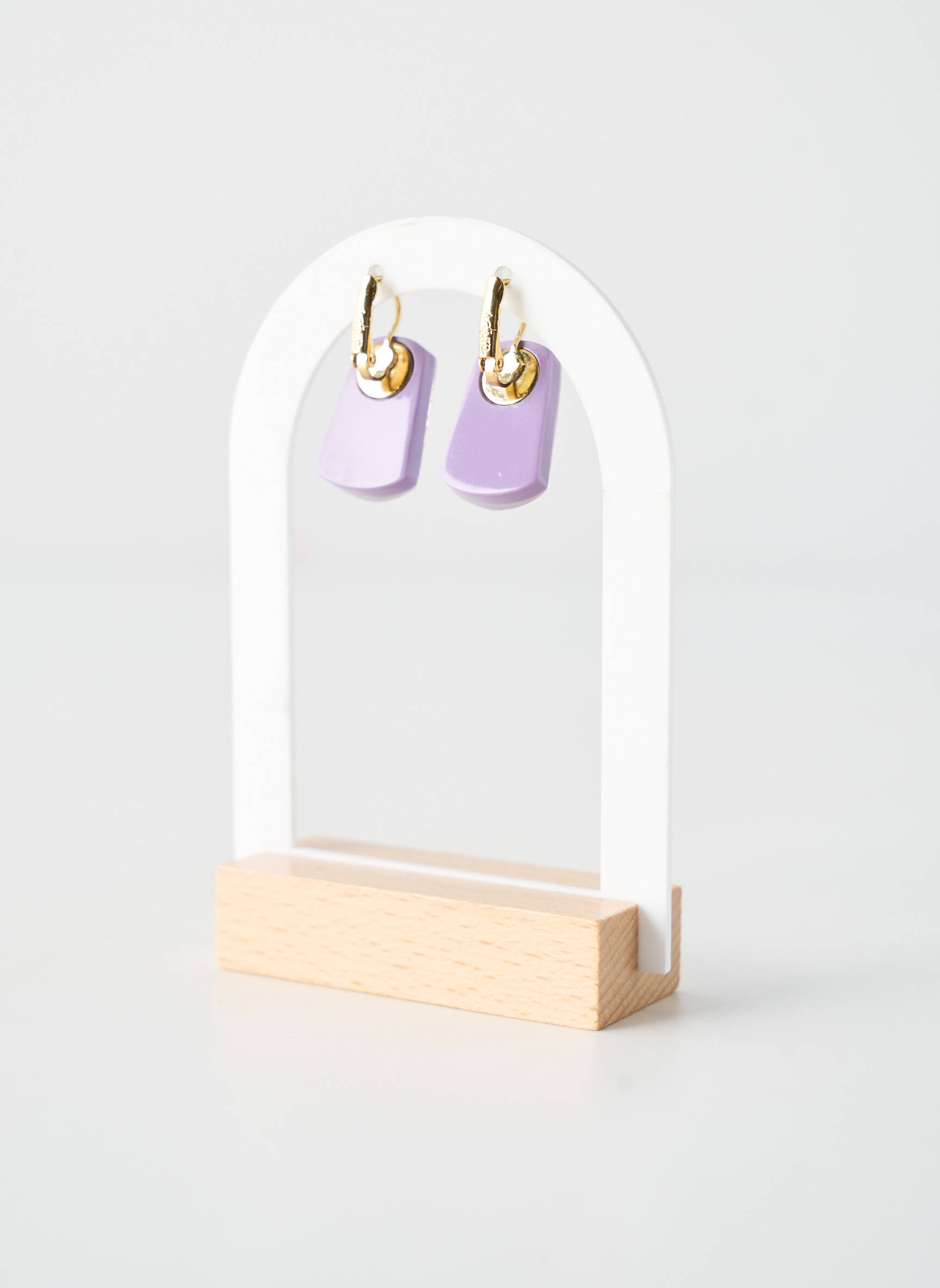 Auskarai užsegimas su spaustuku violetinis NATURE BIJOUX moteris
