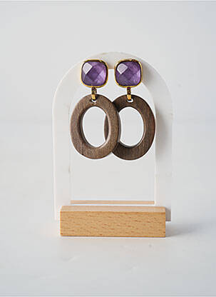 Auskarai mygtuko uždarymas violetinis NATURE BIJOUX moteris