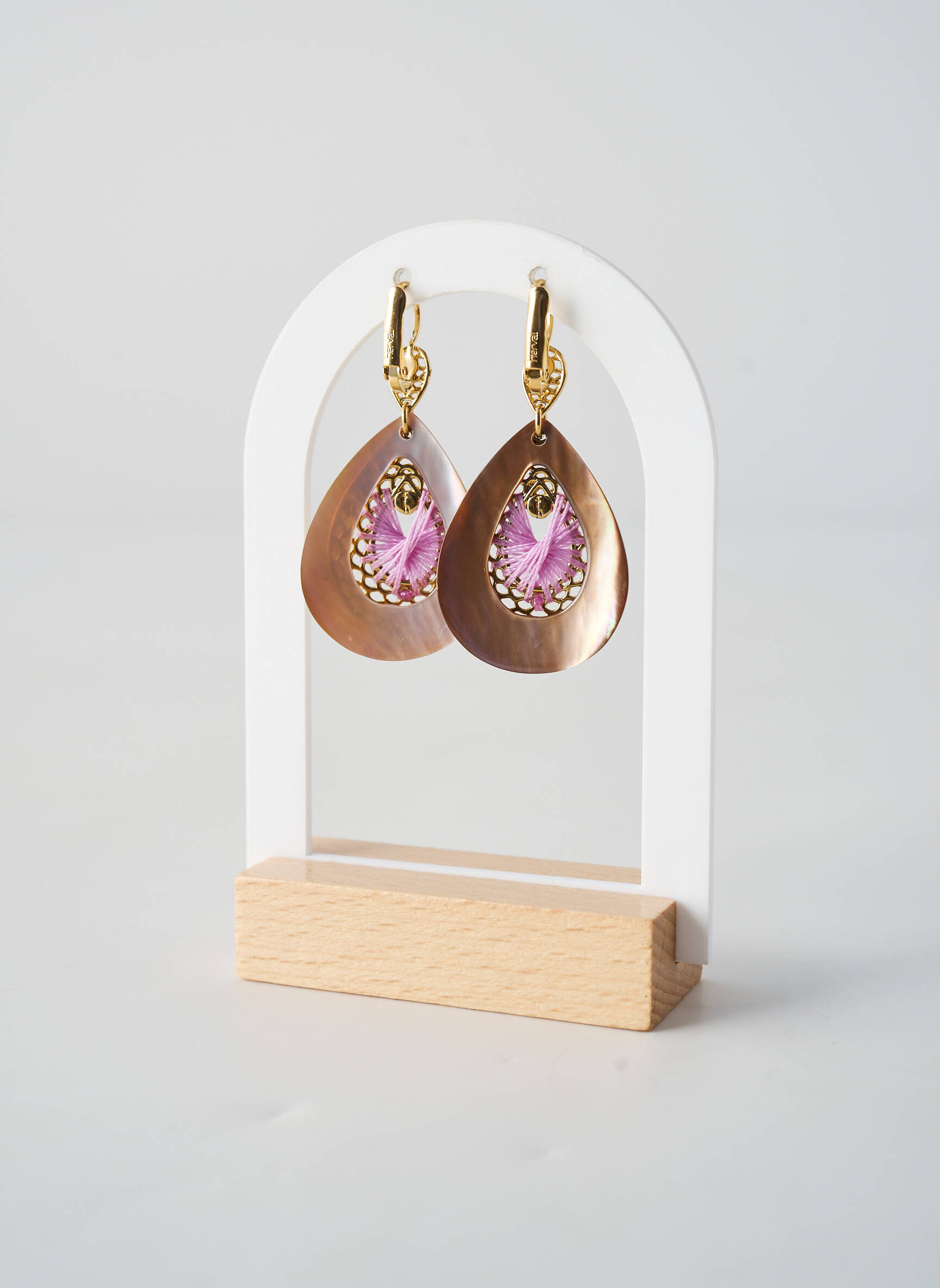 Auskarai auksu padengti medžiagos violetinis NATURE BIJOUX moteris