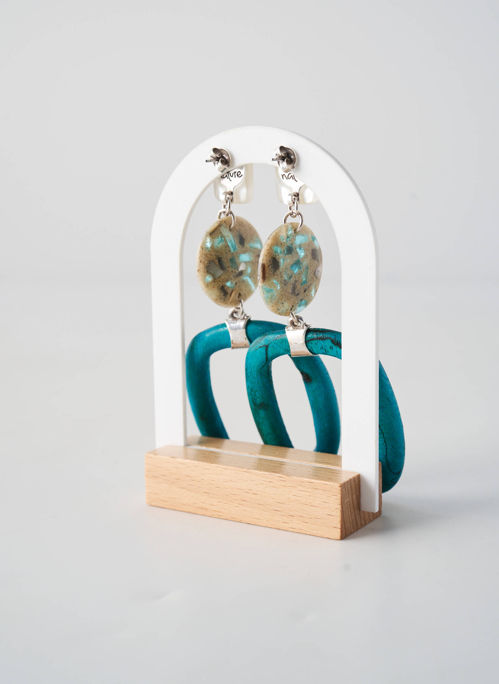 Auskarai mygtuko uždarymas mėlyna NATURE BIJOUX moteris