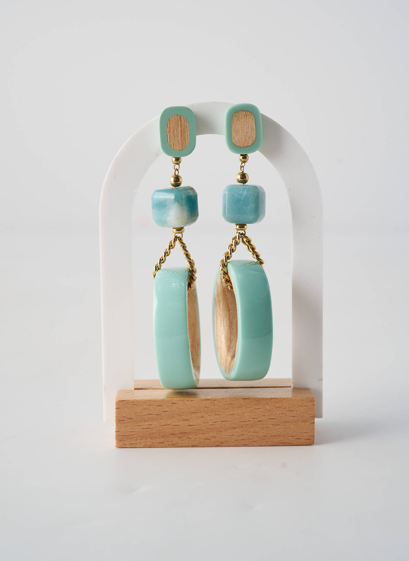 Auskarai mygtuko uždarymas mėlyna NATURE BIJOUX moteris